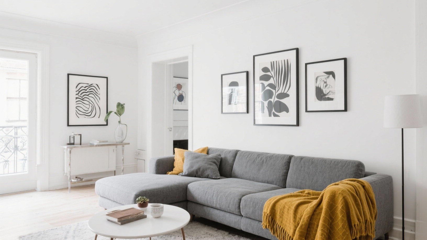 mustard yellow and gray