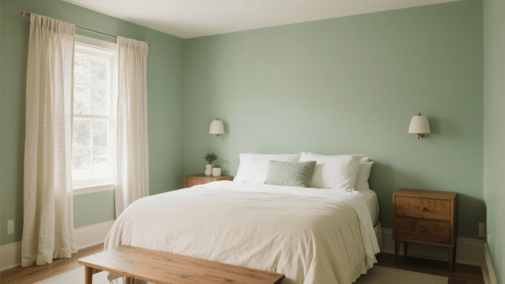 sage green and cream