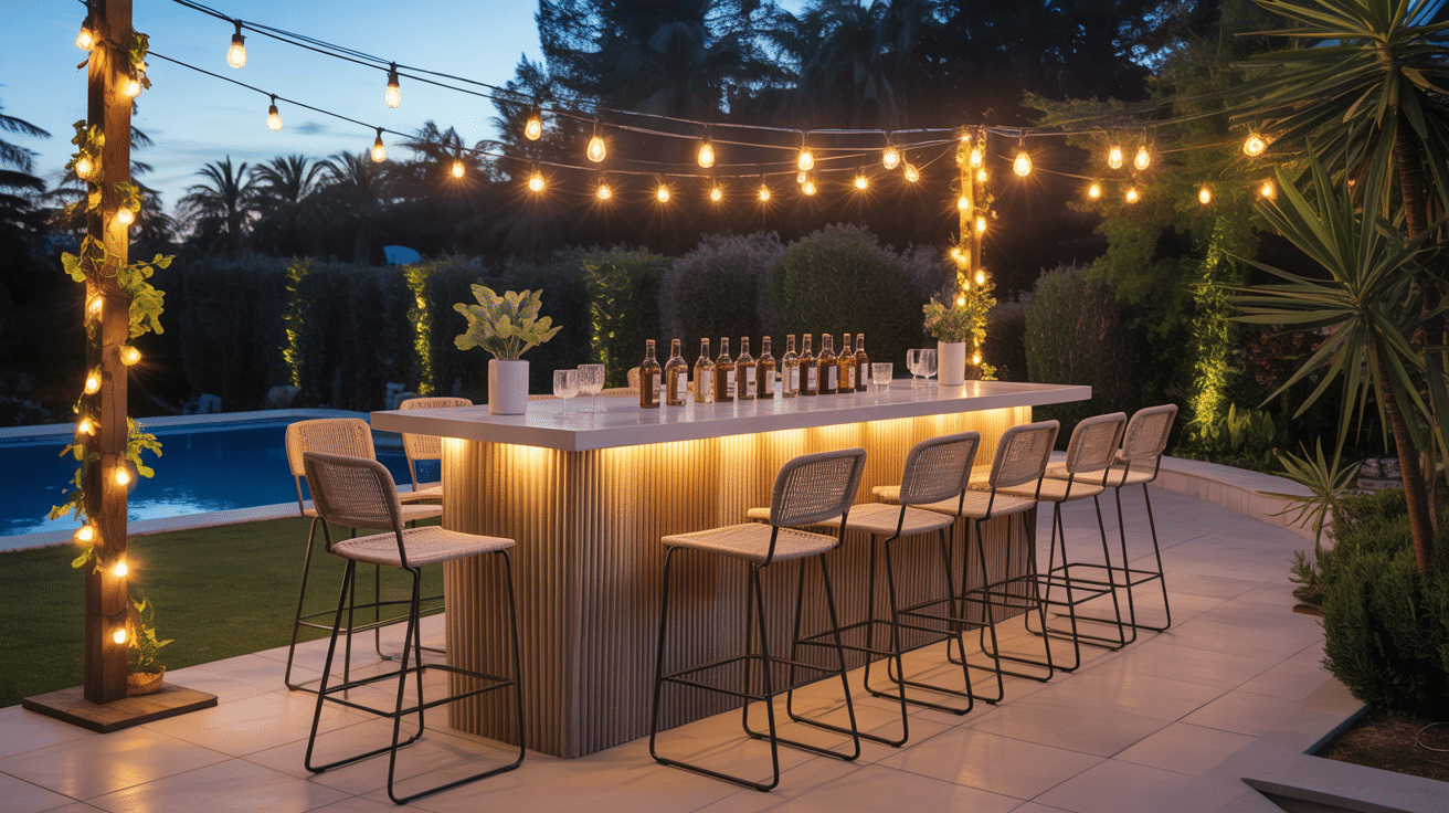 small bar setup with stools