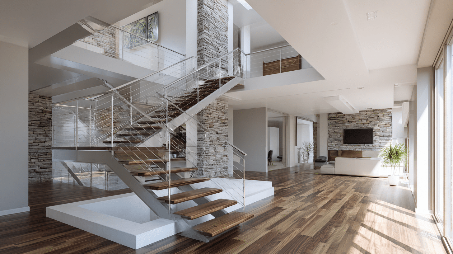 split level modern staircase