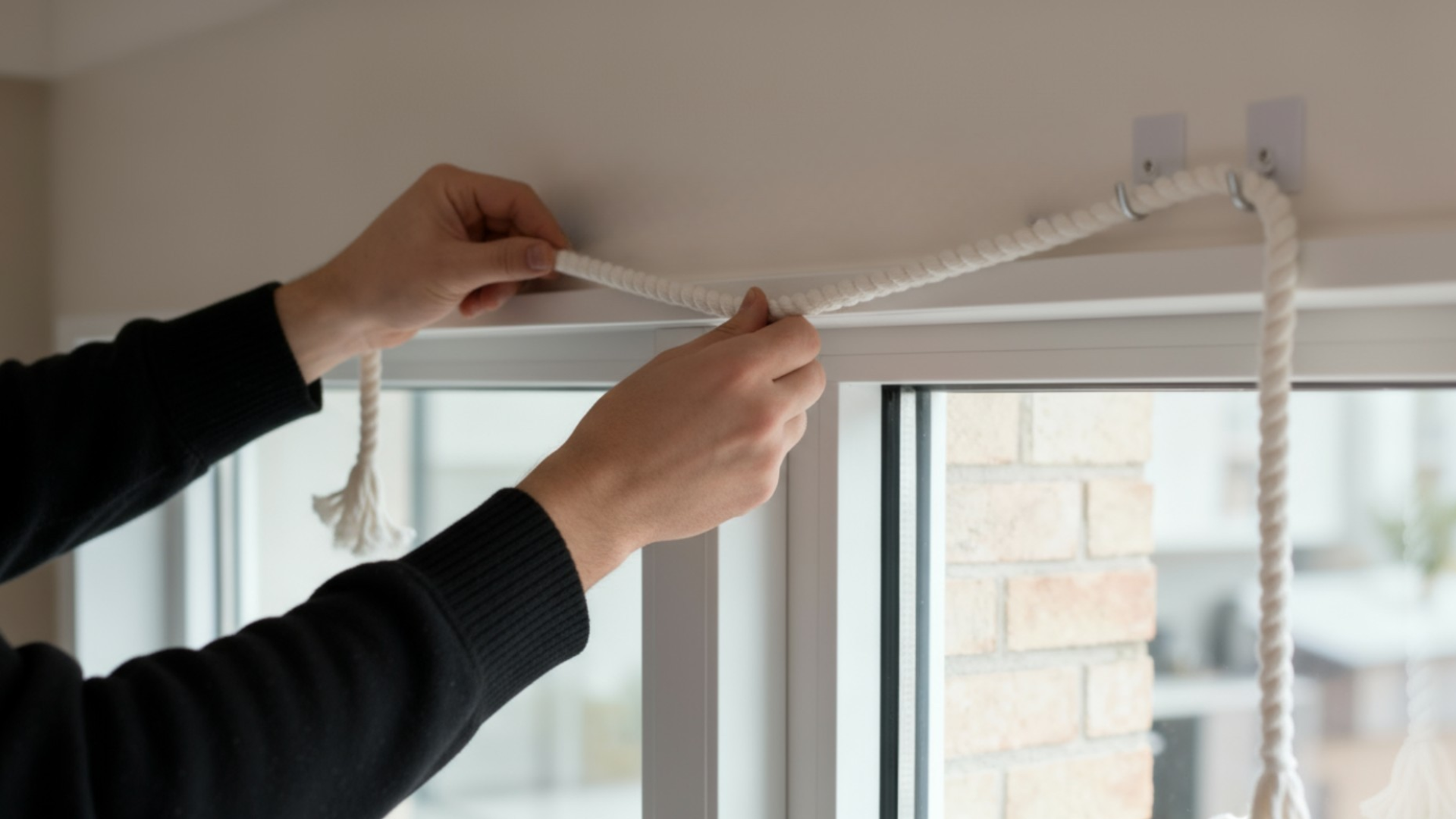 thread the rope through the hooks