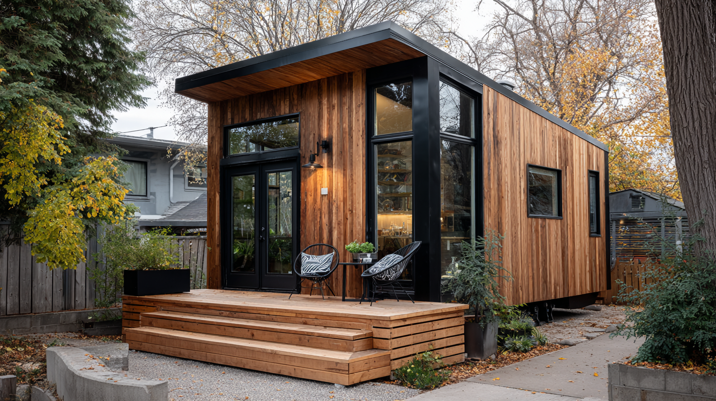 tiny house with black window frames
