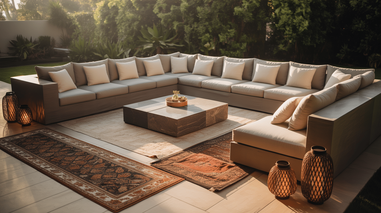 u shaped sectional with center table