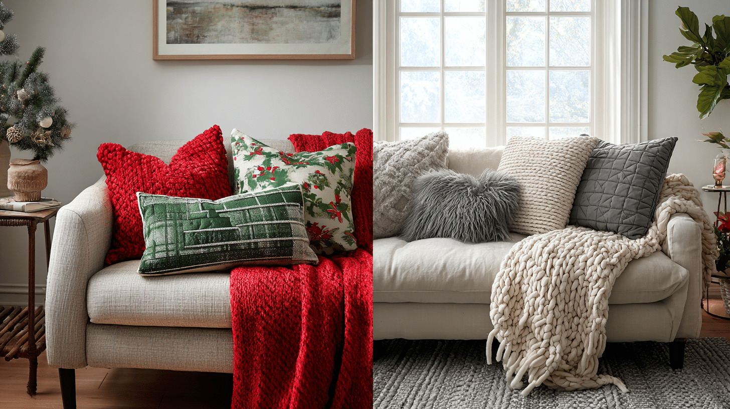 4 add soft throws and pillows in beige or gray