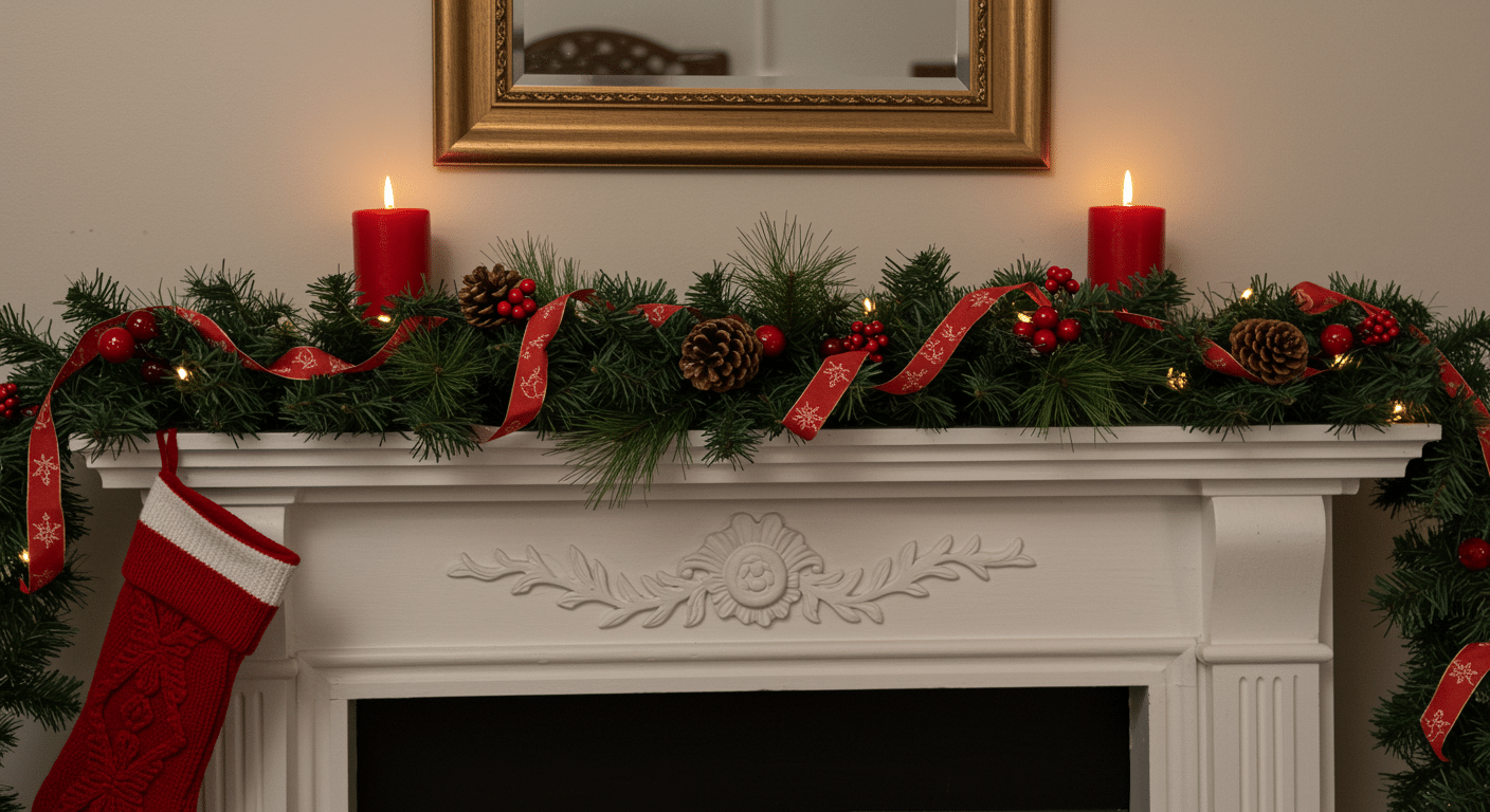 garland on the mantel