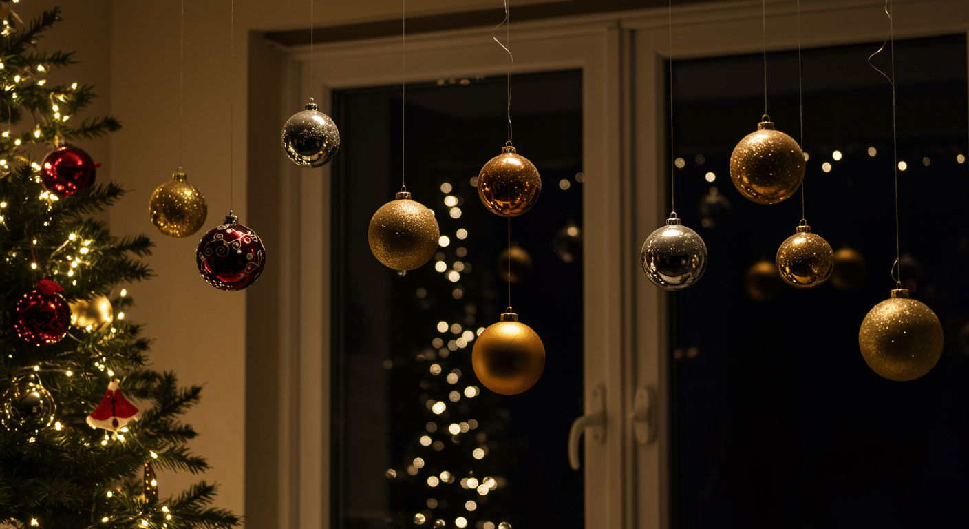 hanging ornaments from ceiling