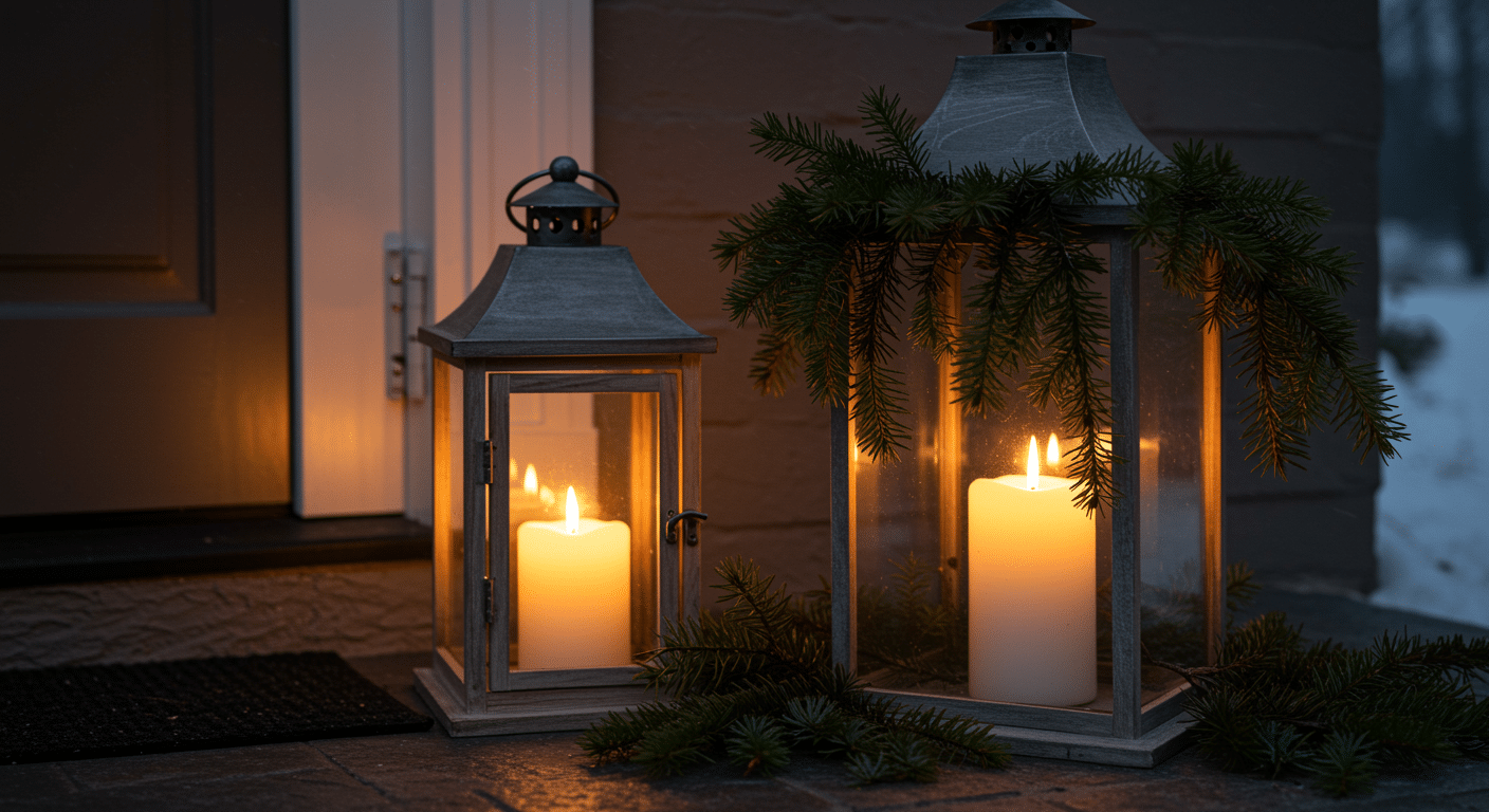 lantern with fresh greenery