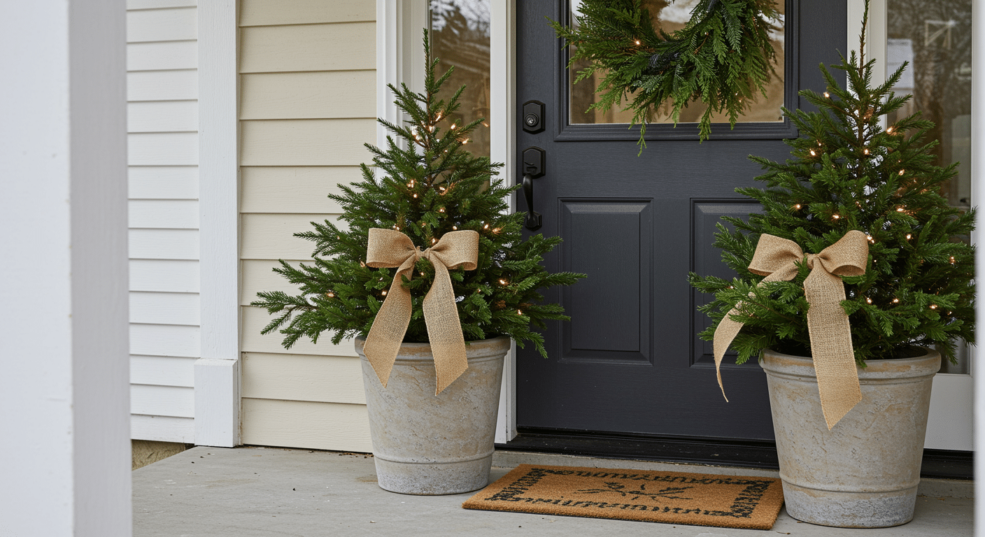 potted evergreen pairs