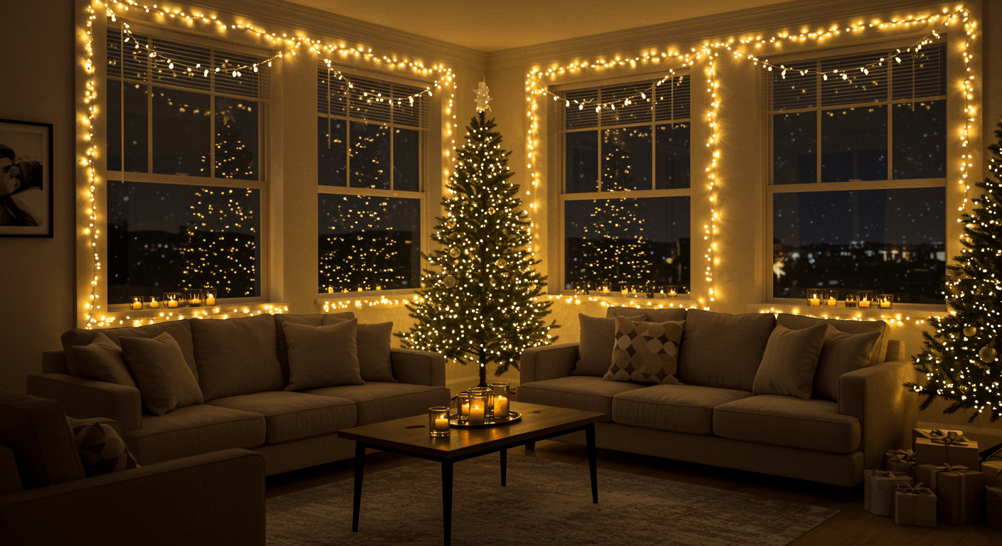 string lights around the room