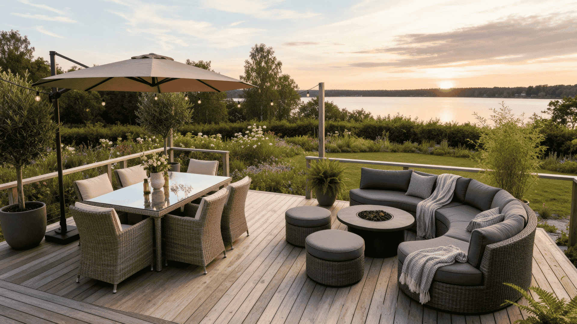 l shaped deck two room concept