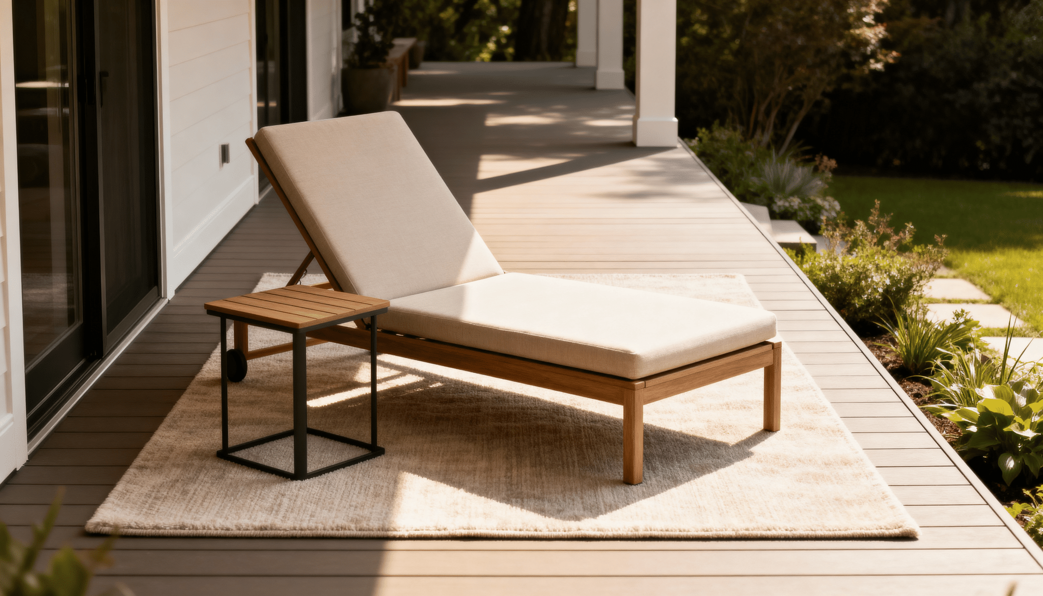 single lounge chair with side table