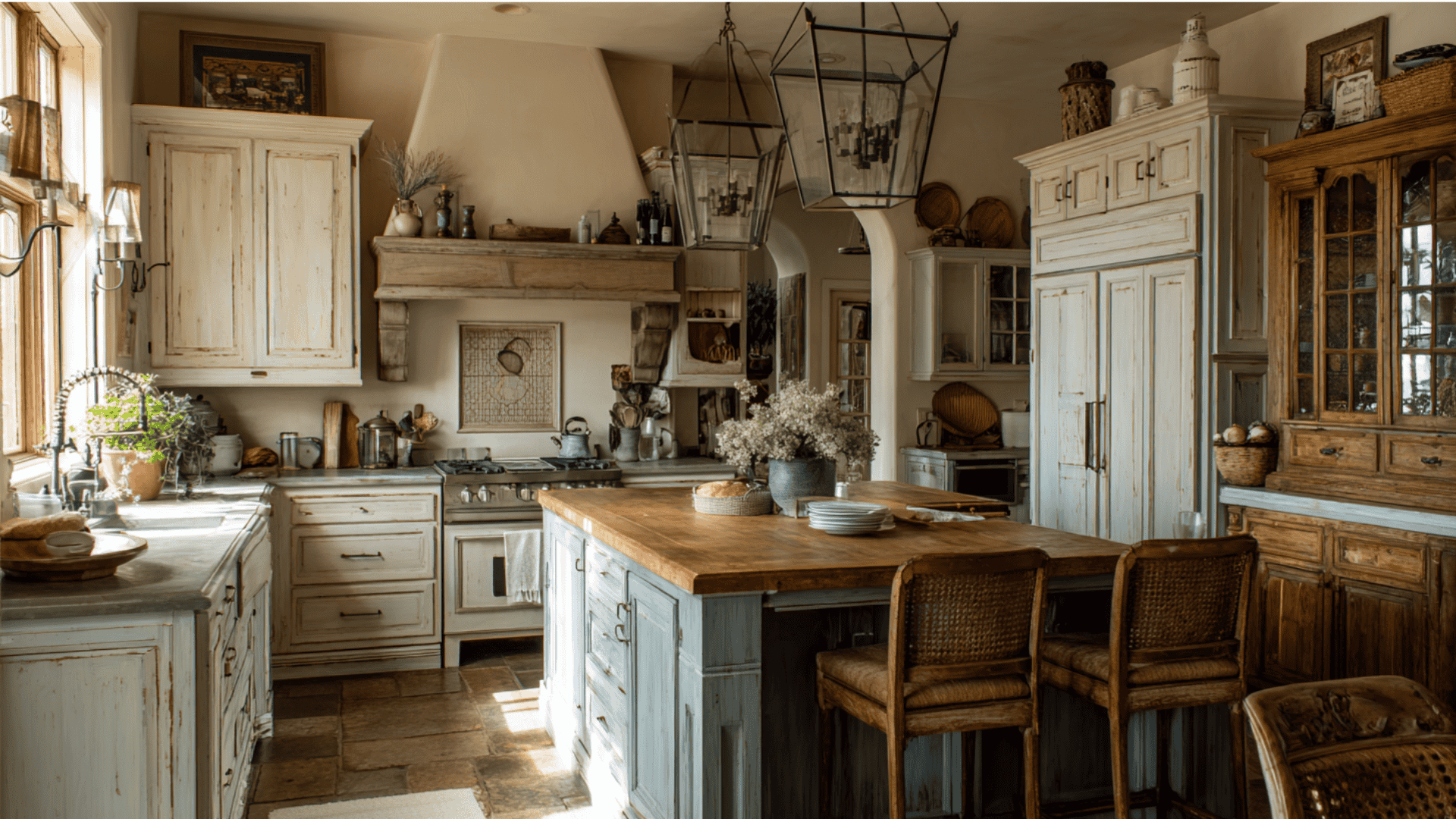 A kitchen featuring wooden cabinets and a window, creating a warm and inviting atmosphere.