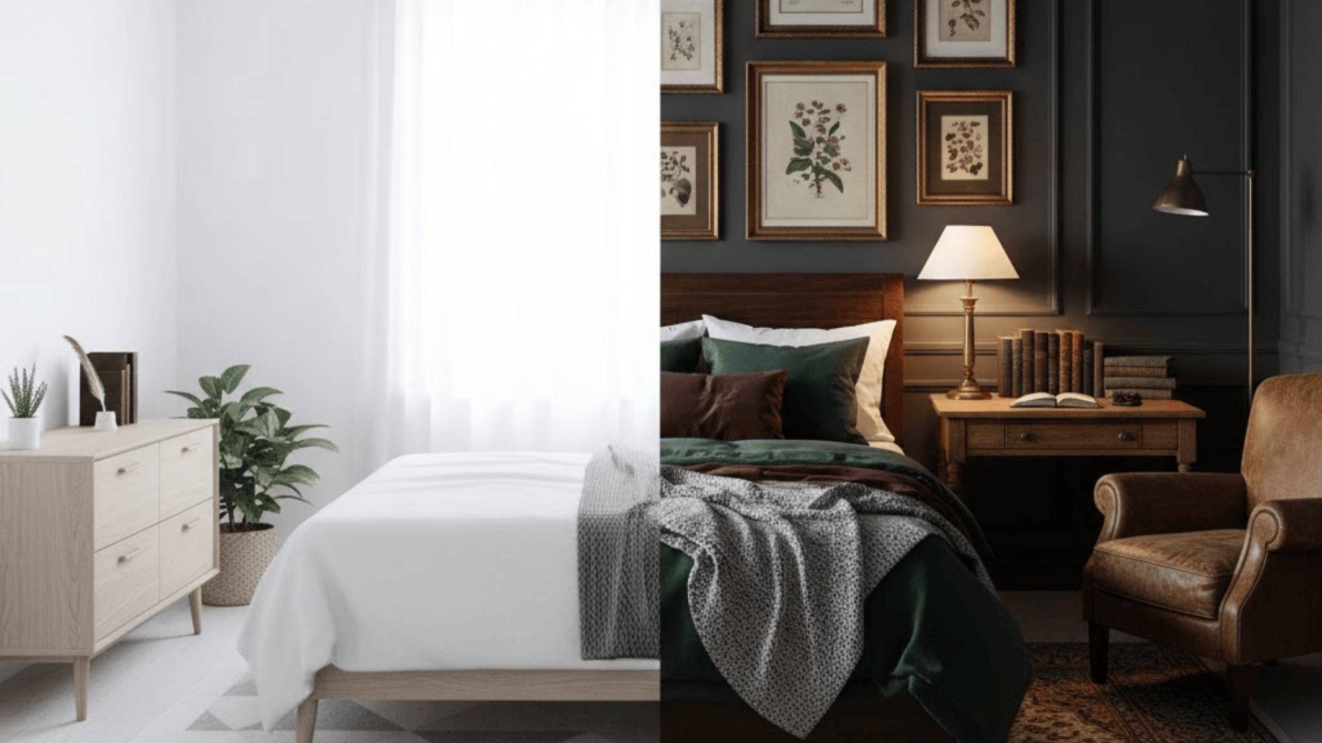 dark academia bedroom before after