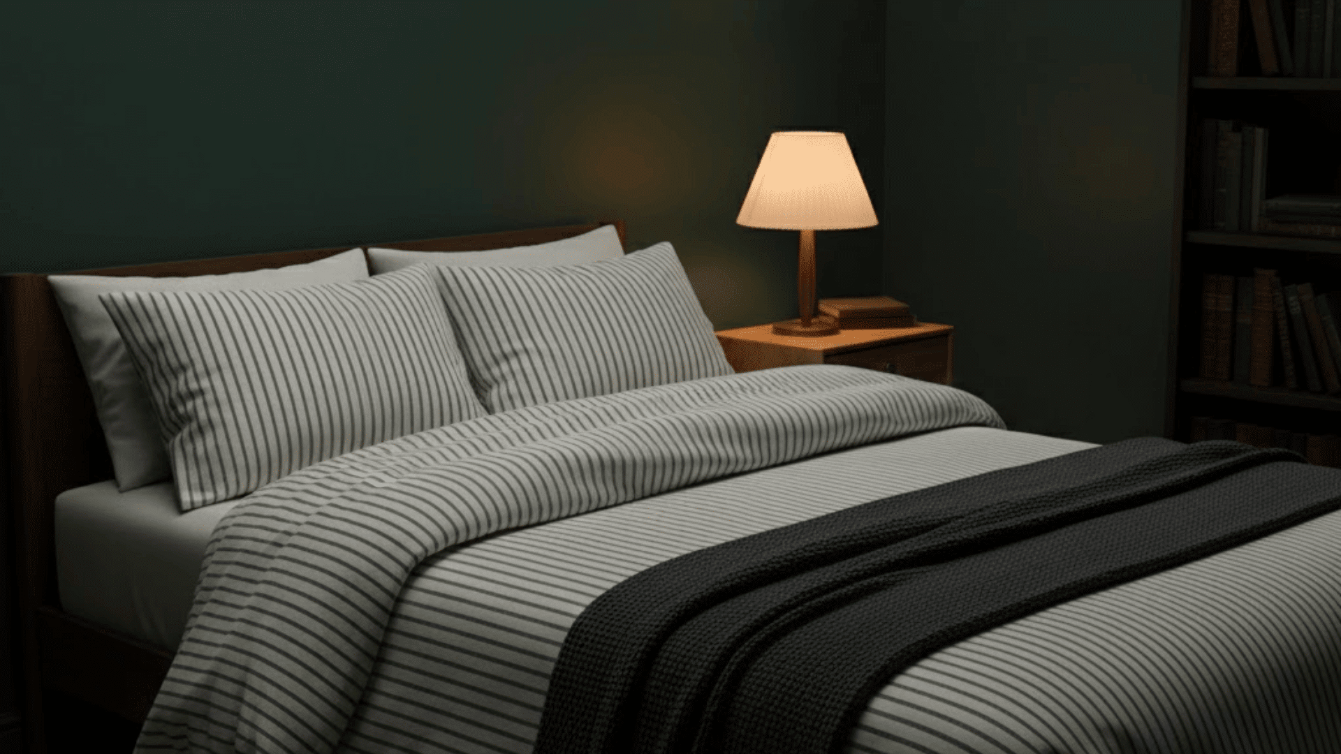 dark academia bedroom blue