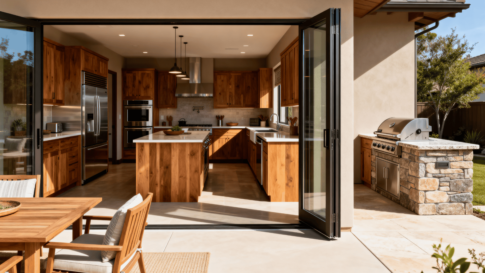 indoor outdoor kitchen