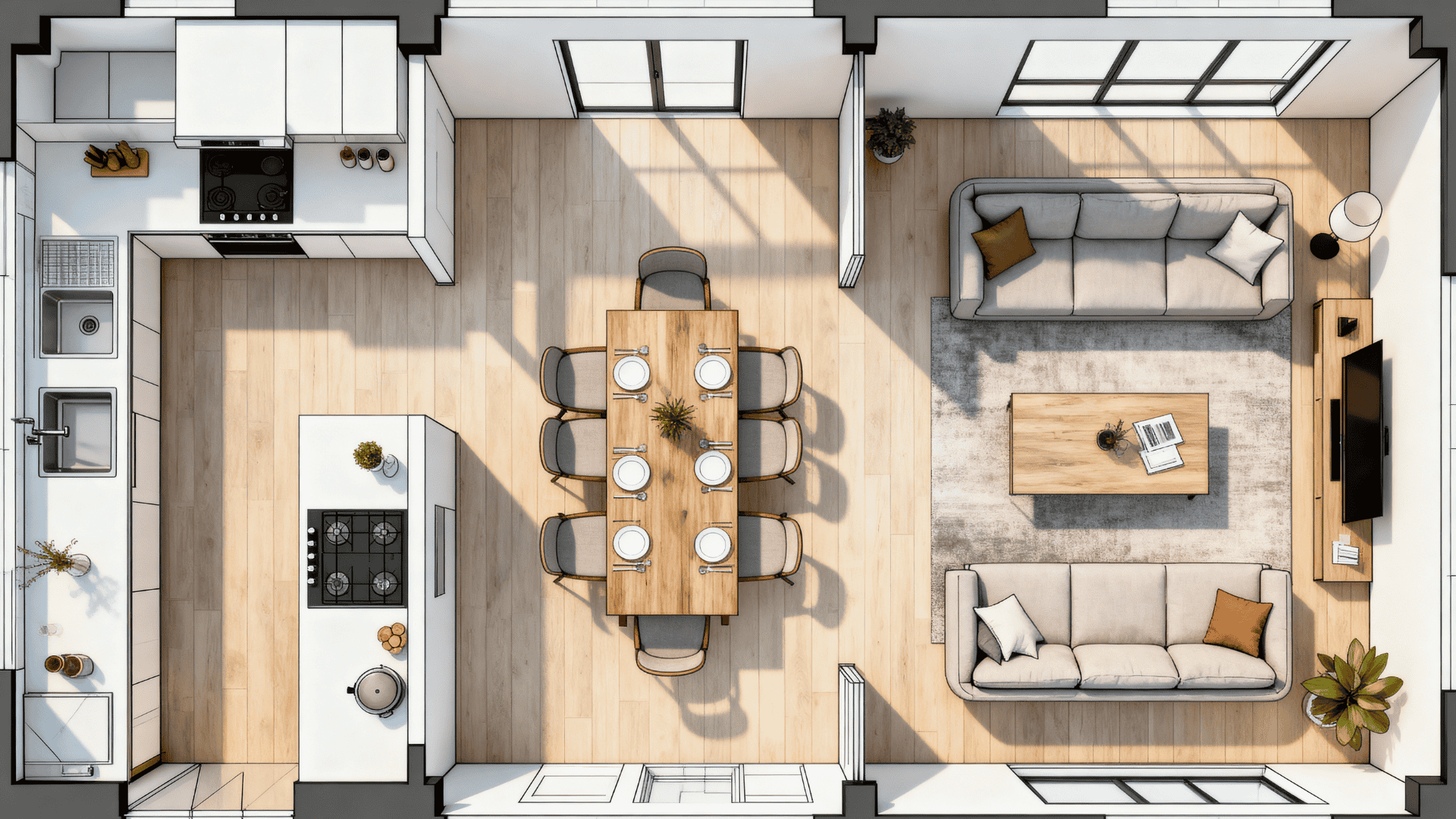 single story open concept