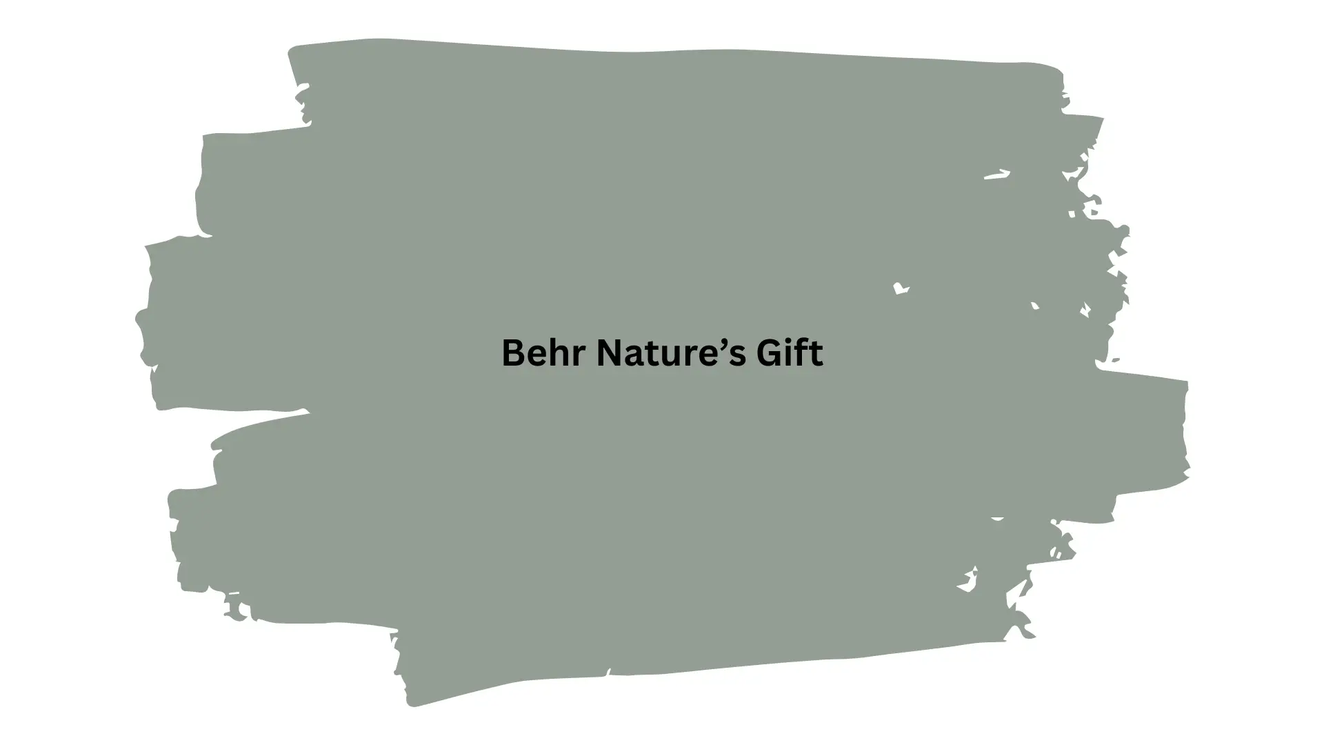 Swatch of Behr Nature's Gift paint color featuring a wide, irregular brushstroke on a white background.
