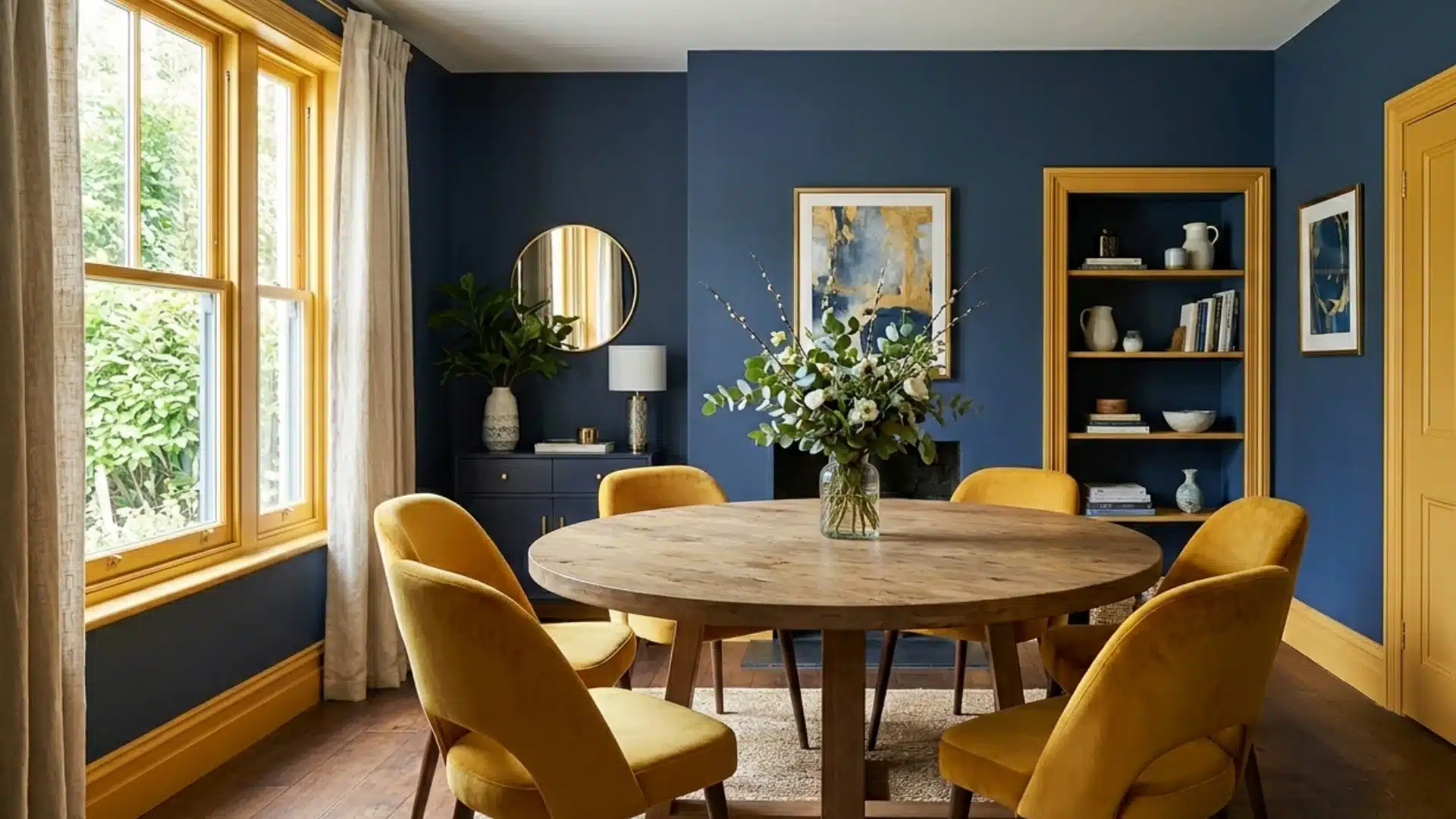 blue-walls-and-yellow-trim-dining-room