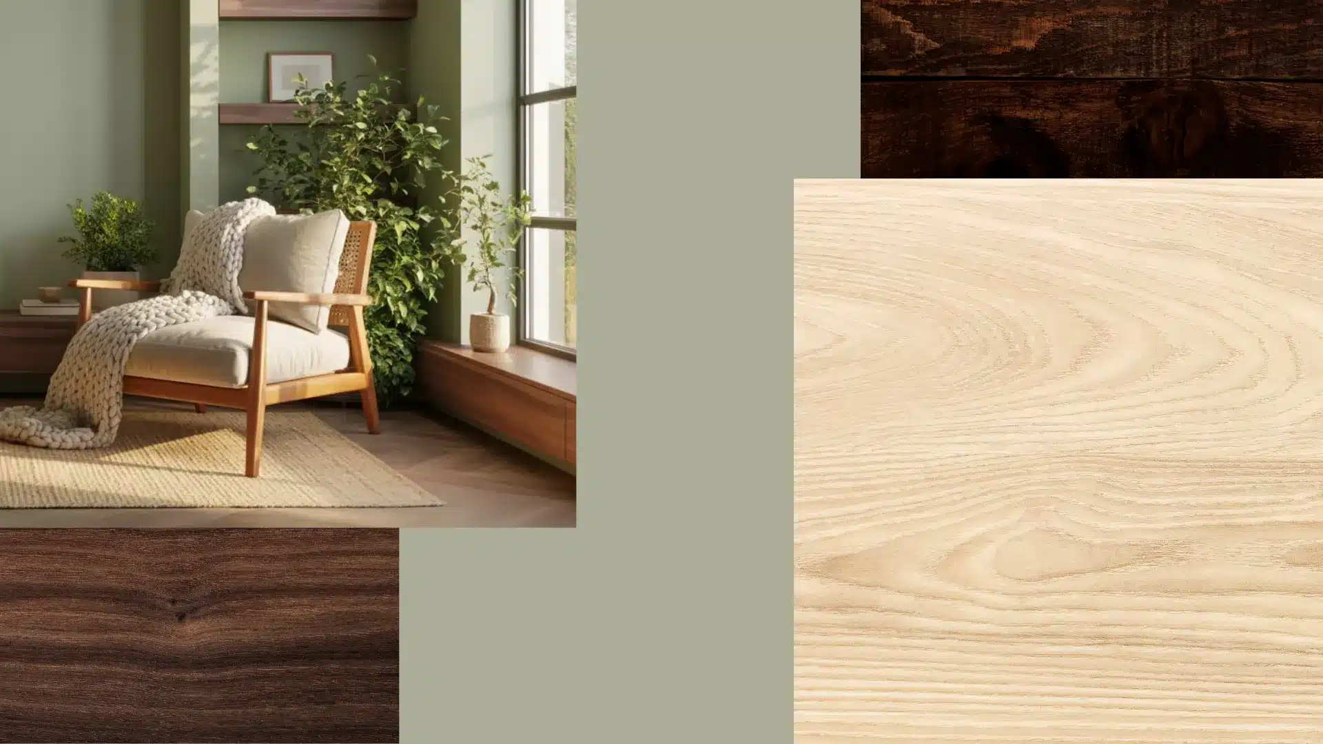clary sage with wood tones