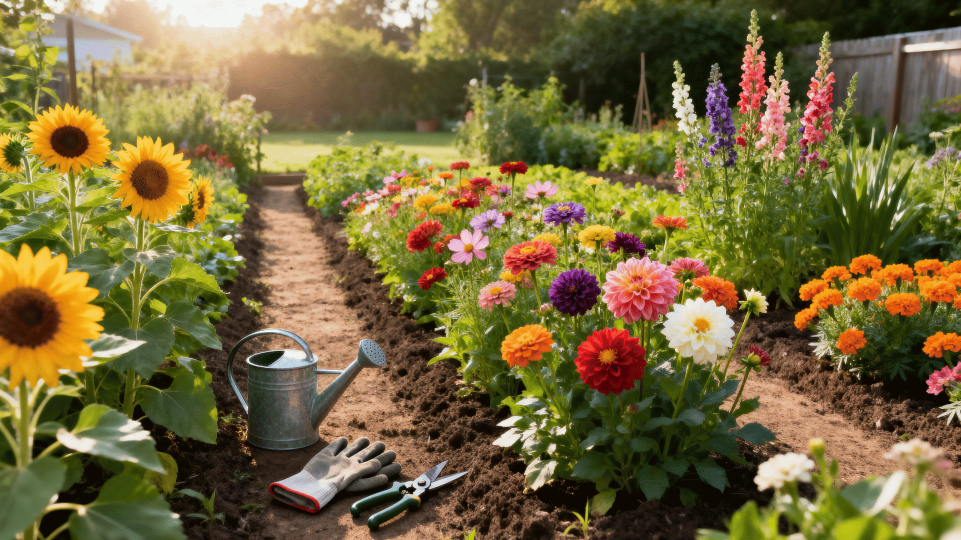 cut flower garden image consisting multiple colorful flowers.