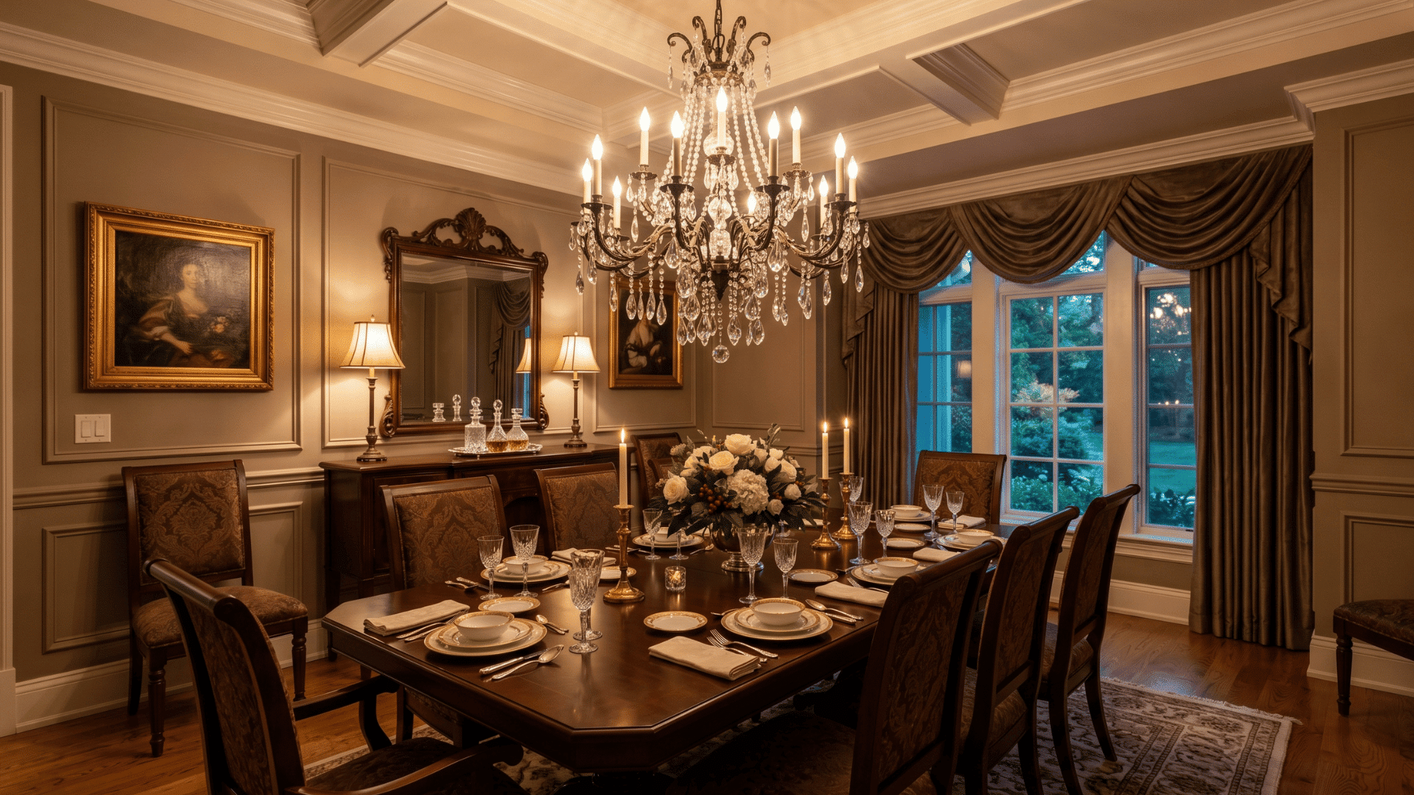 dining room with decorative chandelier lighting