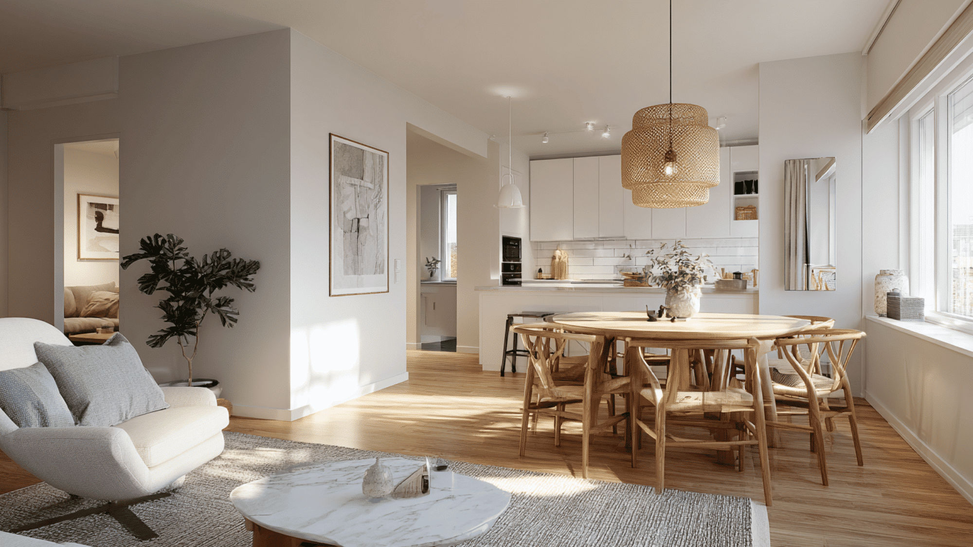 scandinavian functional furniture with smart storage, ergonomic seating, and modern open interiors