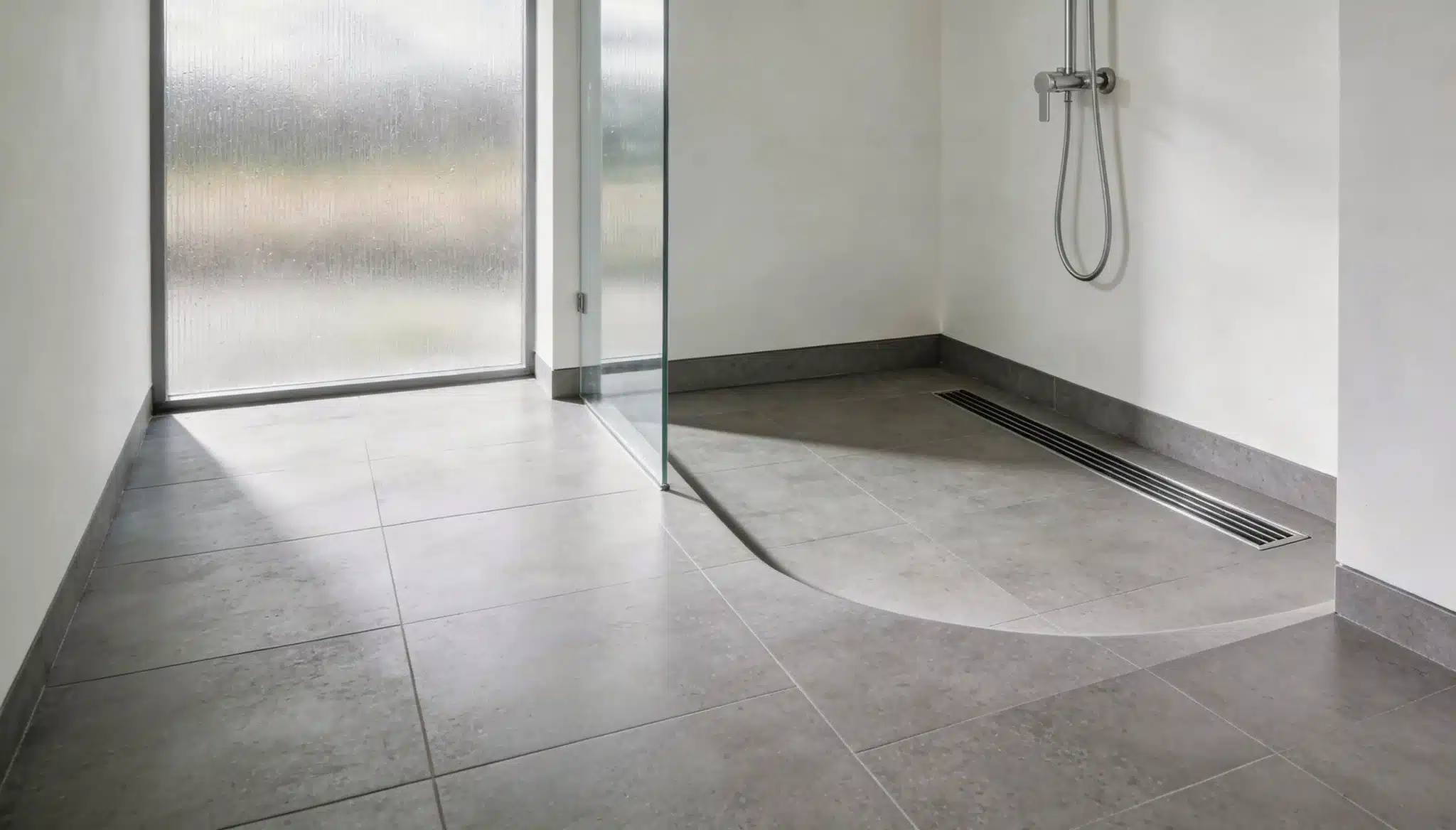 inear drain in small bathroom walk in shower modern floor design