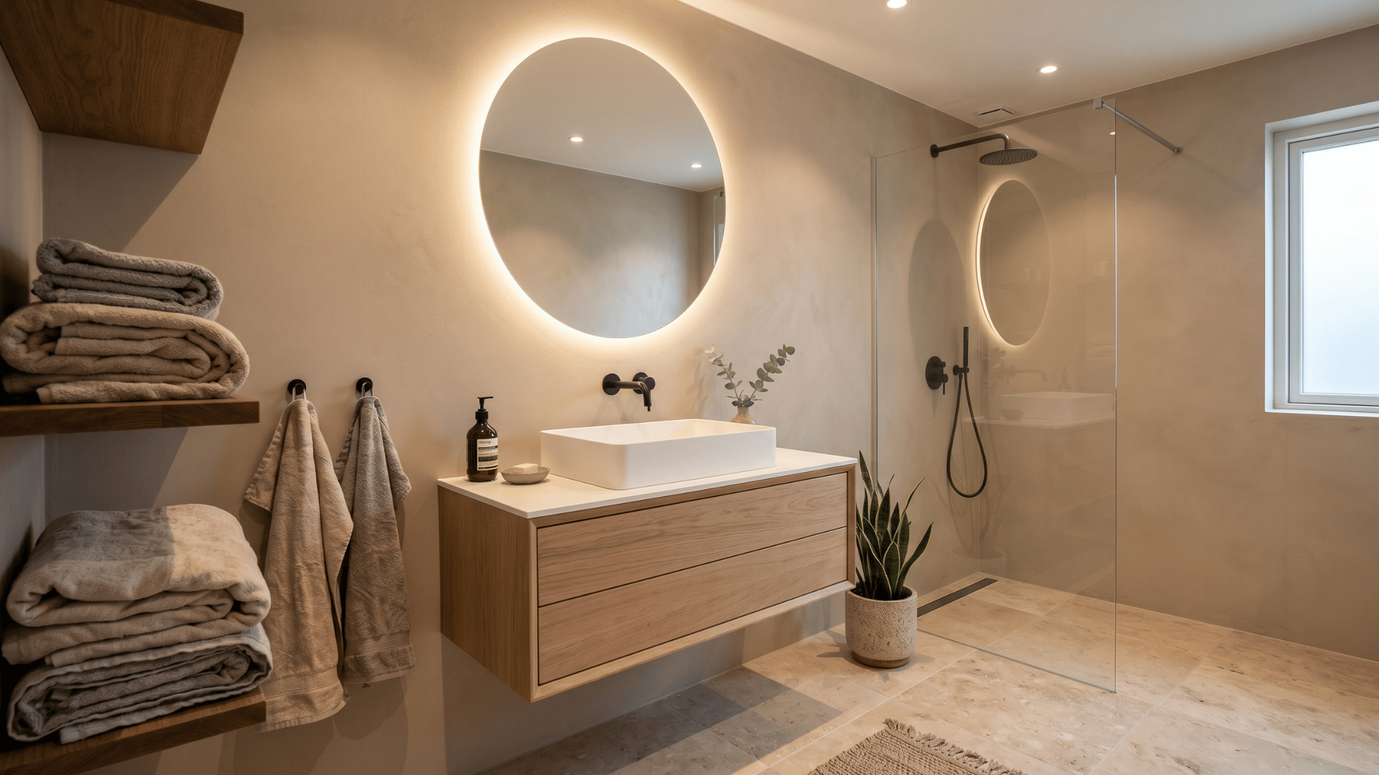 muted clay matte bathroom wall with smooth low-shine finish