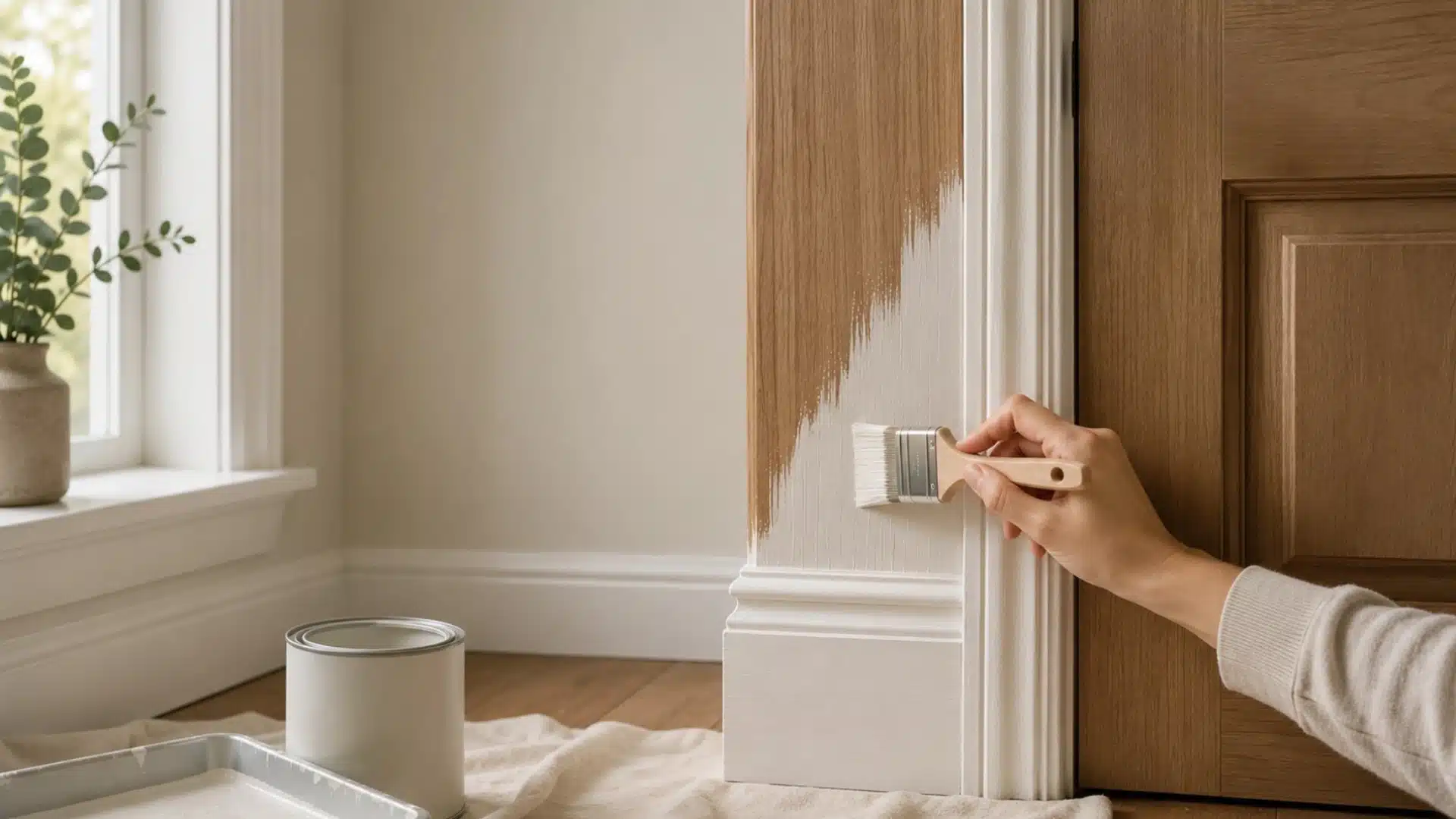 How to Paint Over Stained Wood (Door, Trims, and Windows)
