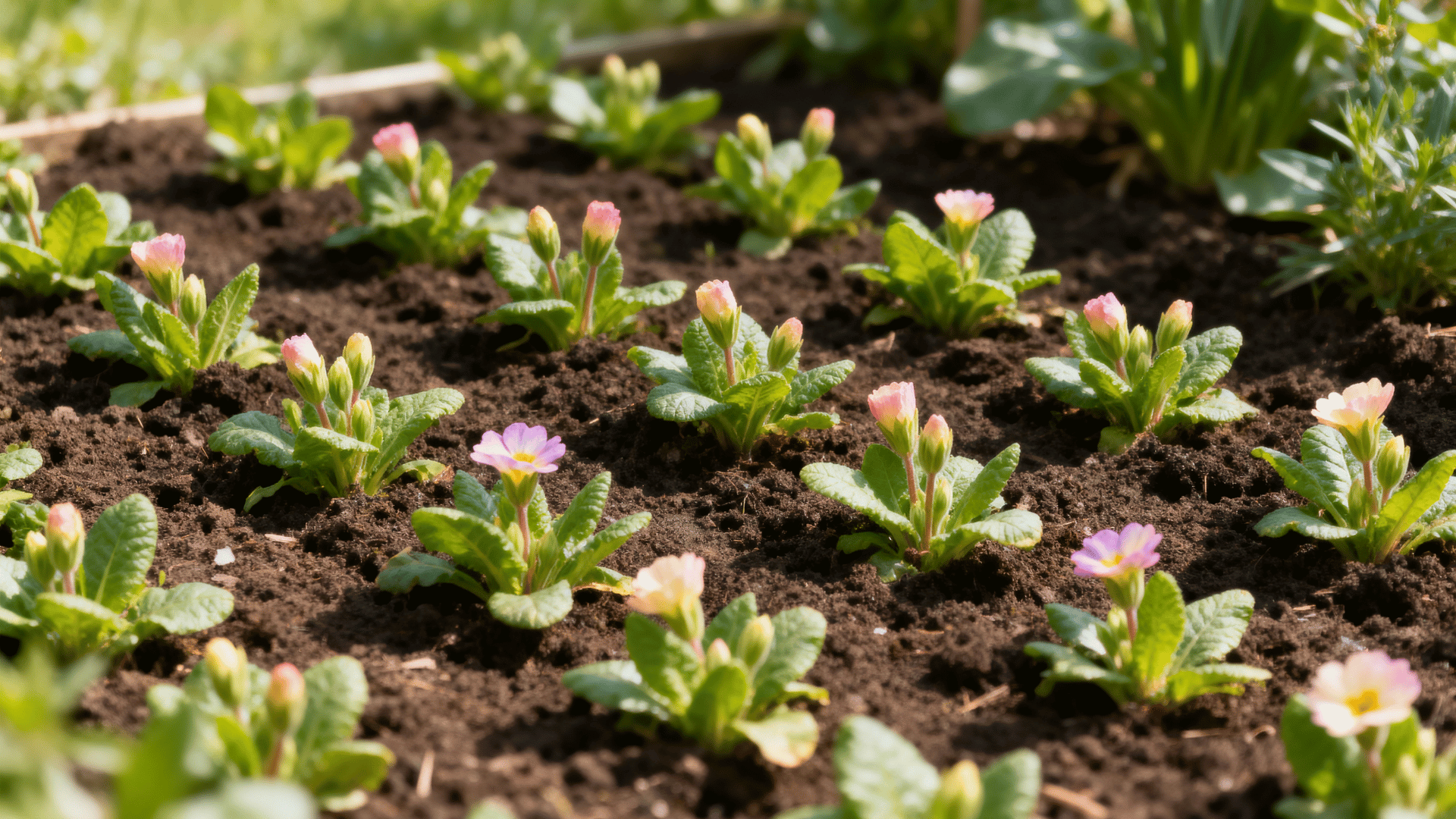 properly spaced flower seedlings growing in organized rows in a cut flower garden