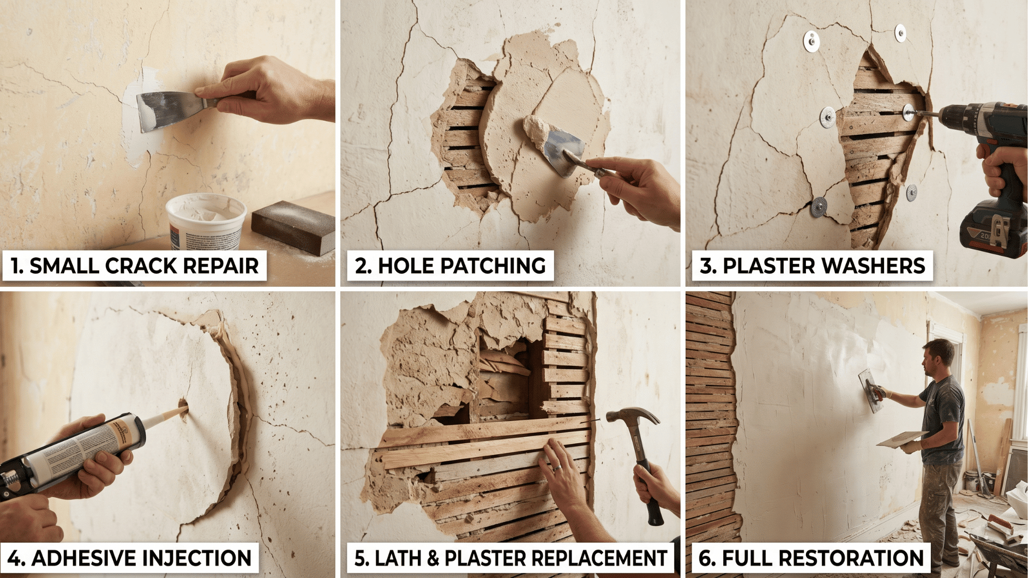 six different ways to repair the plaster and lath walls