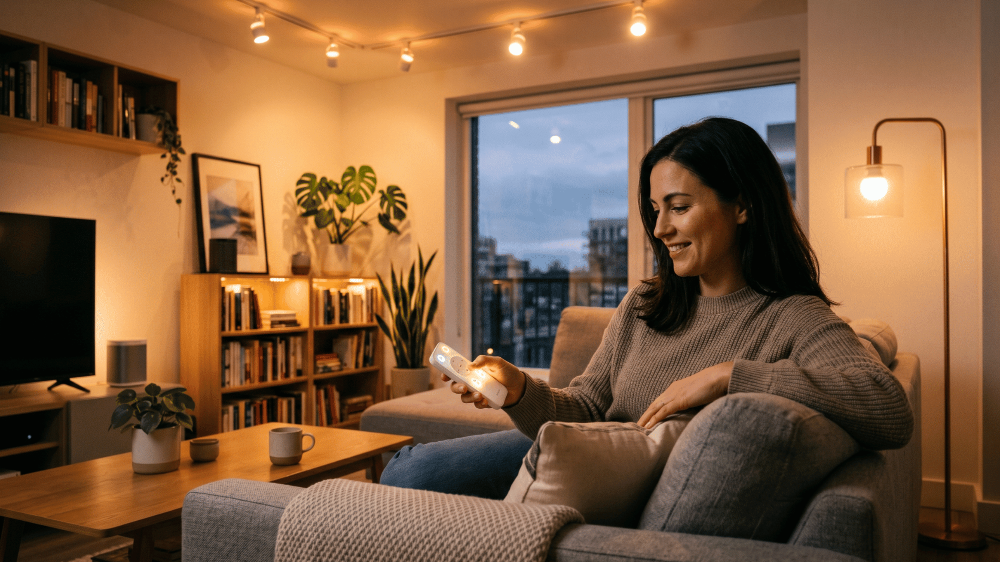 smart home interior with customizable LED smart lighting