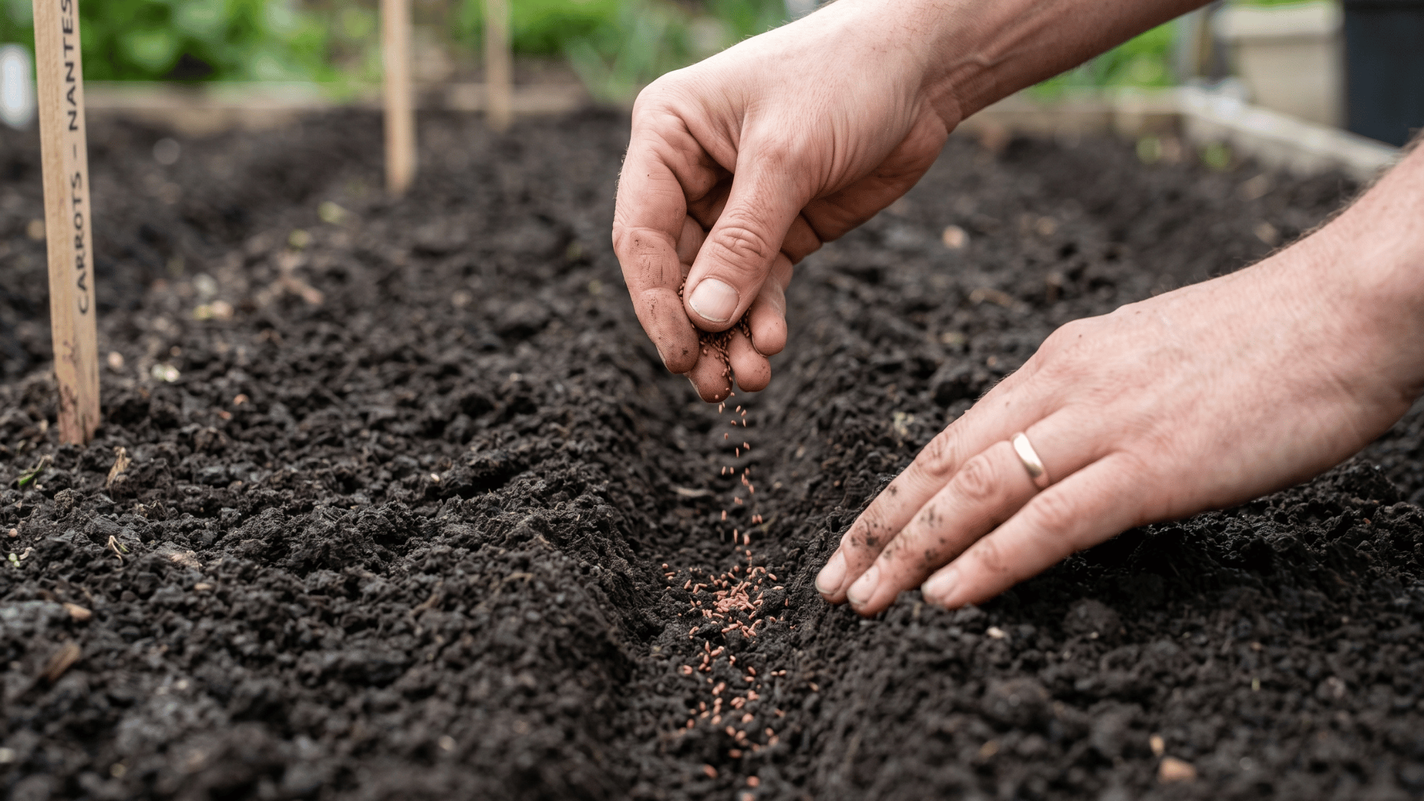 sowing carrot seeds in the soil (1)