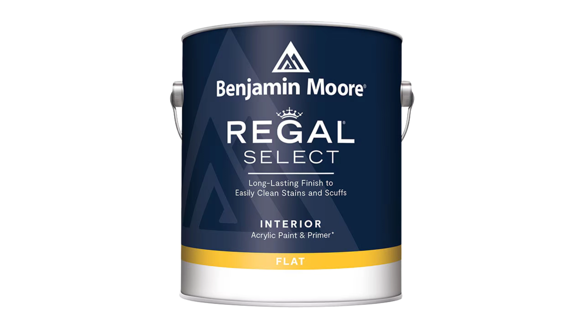 Benjamin moore regal select flat interior acrylic paint and primer can.