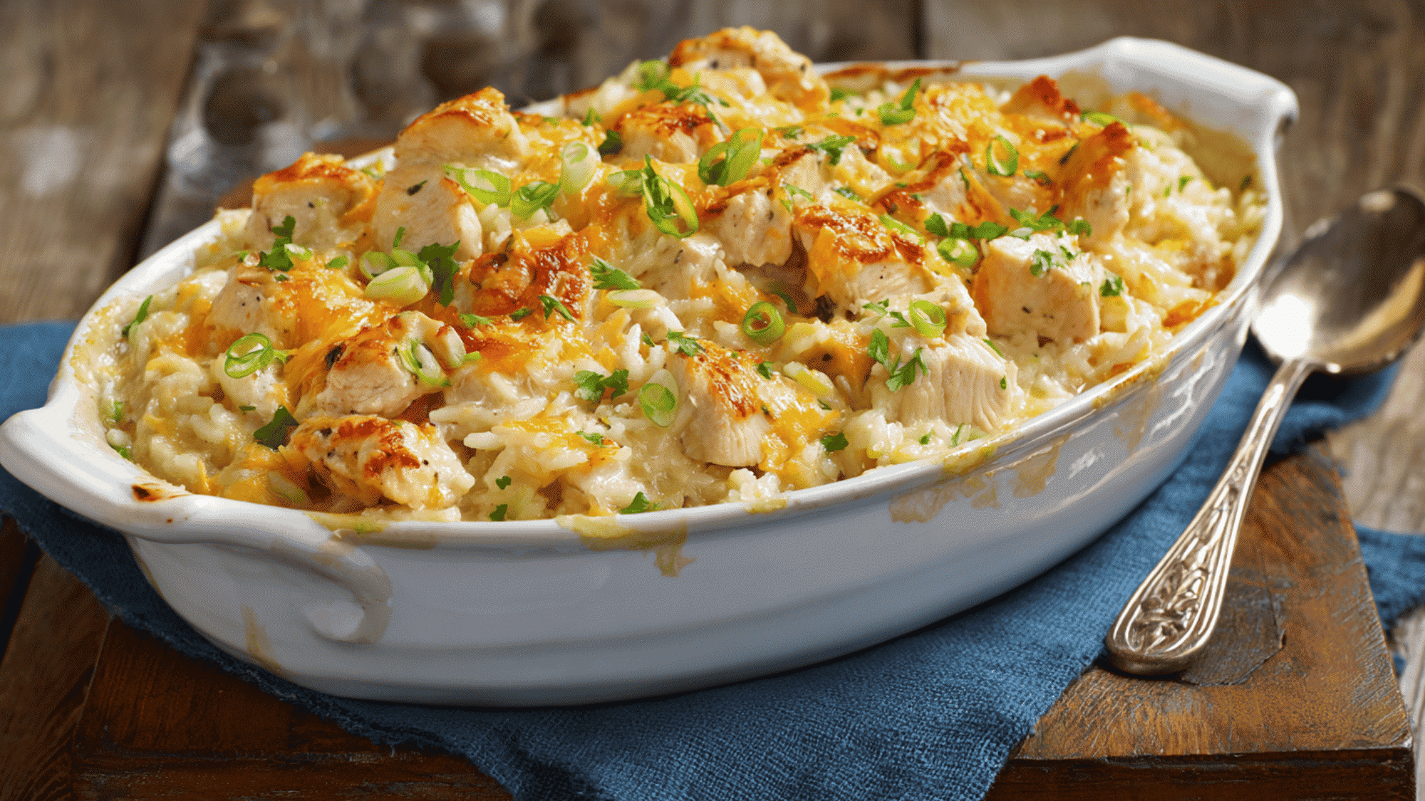 Tender chicken breasts, white rice, and mixed vegetables simmering together in a savory chicken broth inside a slow cooker.