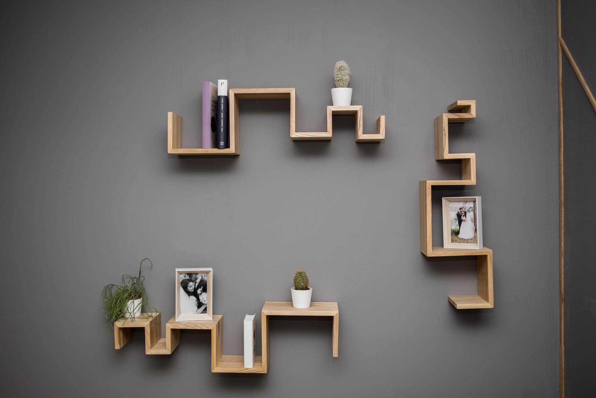 floating wall shelves with hidden brackets for living room