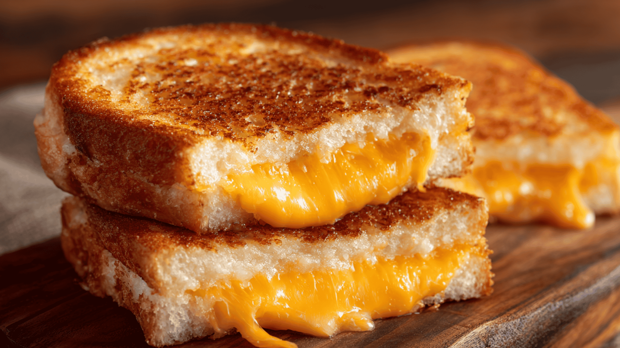 Crisp, buttery grilled cheese sandwich toasted to perfection on a plate.
