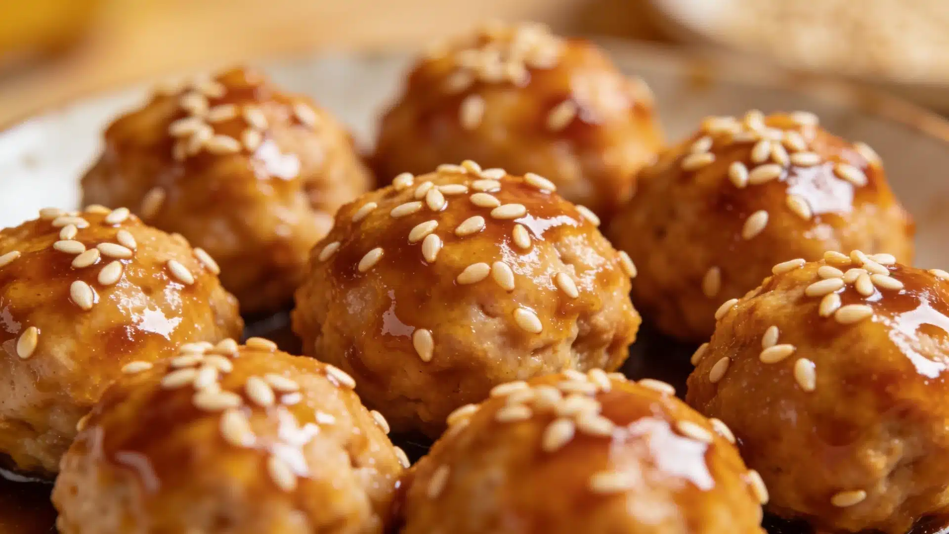 Sticky honey garlic chicken meatballs served over fluffy white rice sweet savory and absolutely delicious.