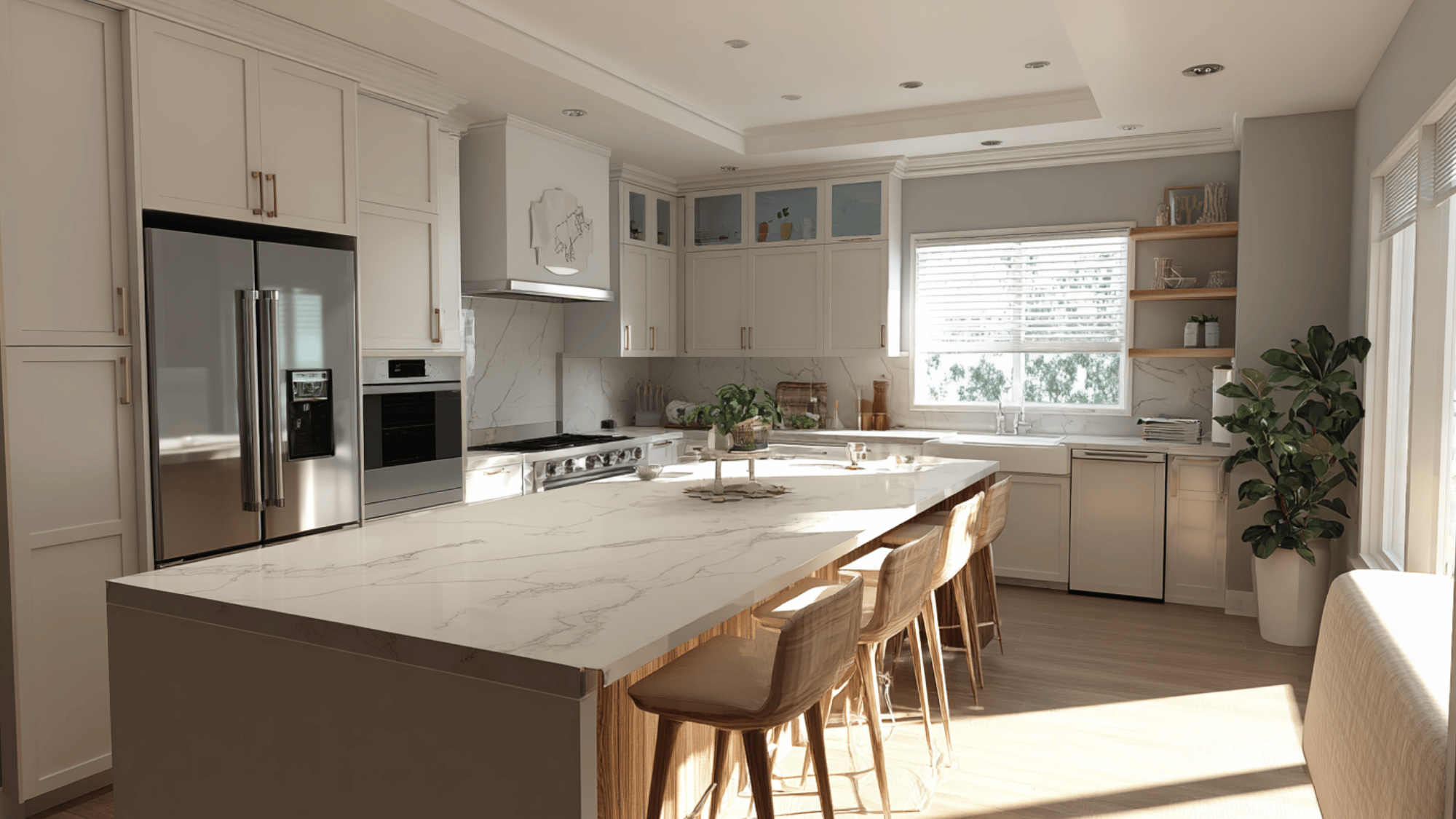modern kitchen with ergonomic counter heights designed for comfort and everyday cooking tasks