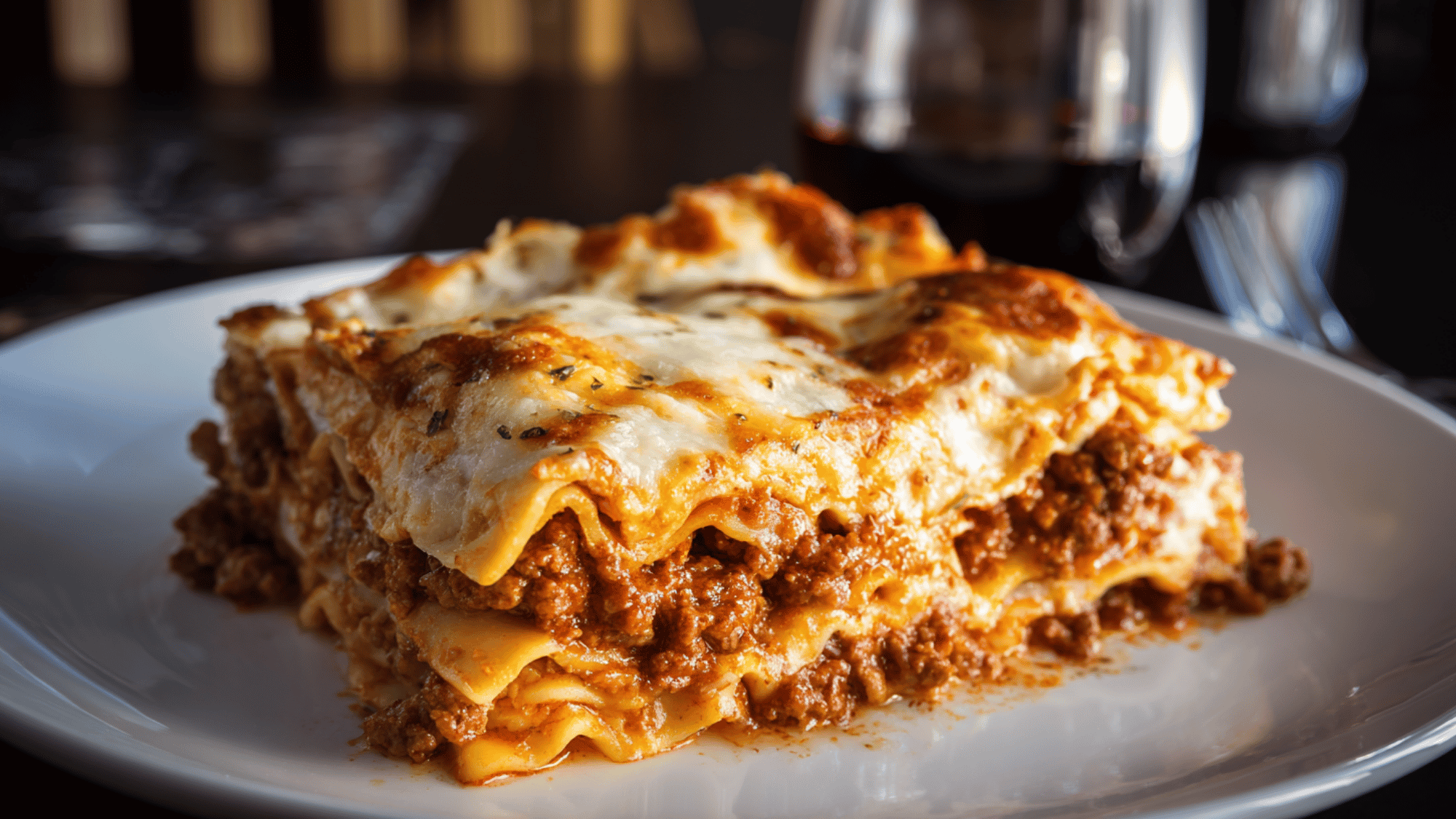 Delicious layered lasagna baked to golden perfection.