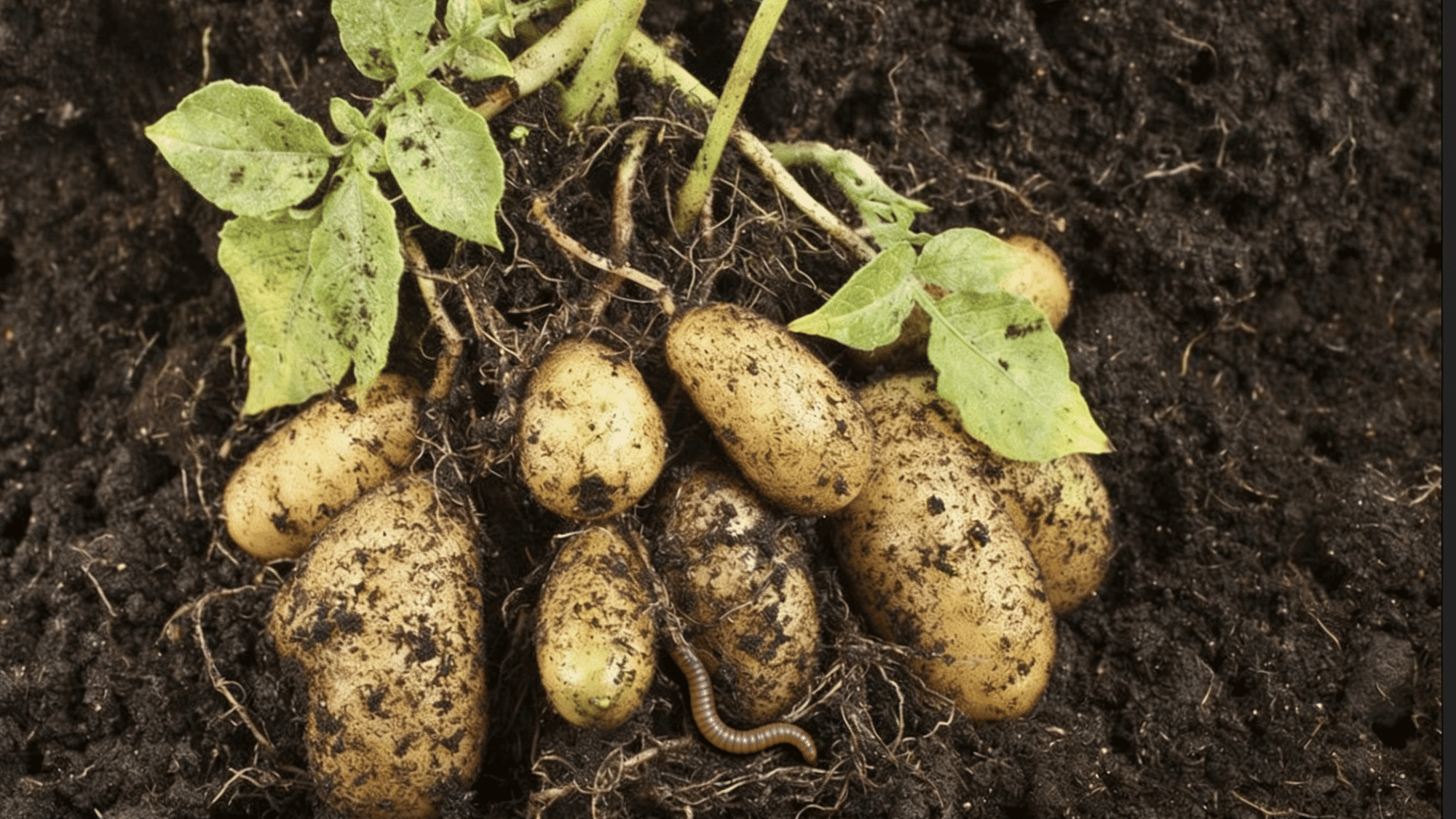 potato with tuber formations in the soil