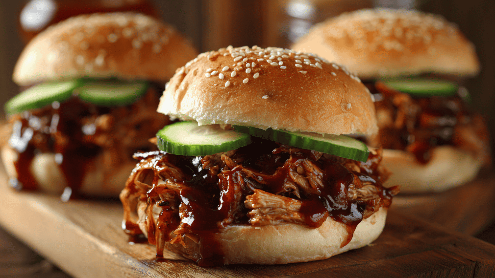 Juicy barbecue pulled pork sandwich with fresh coleslaw.