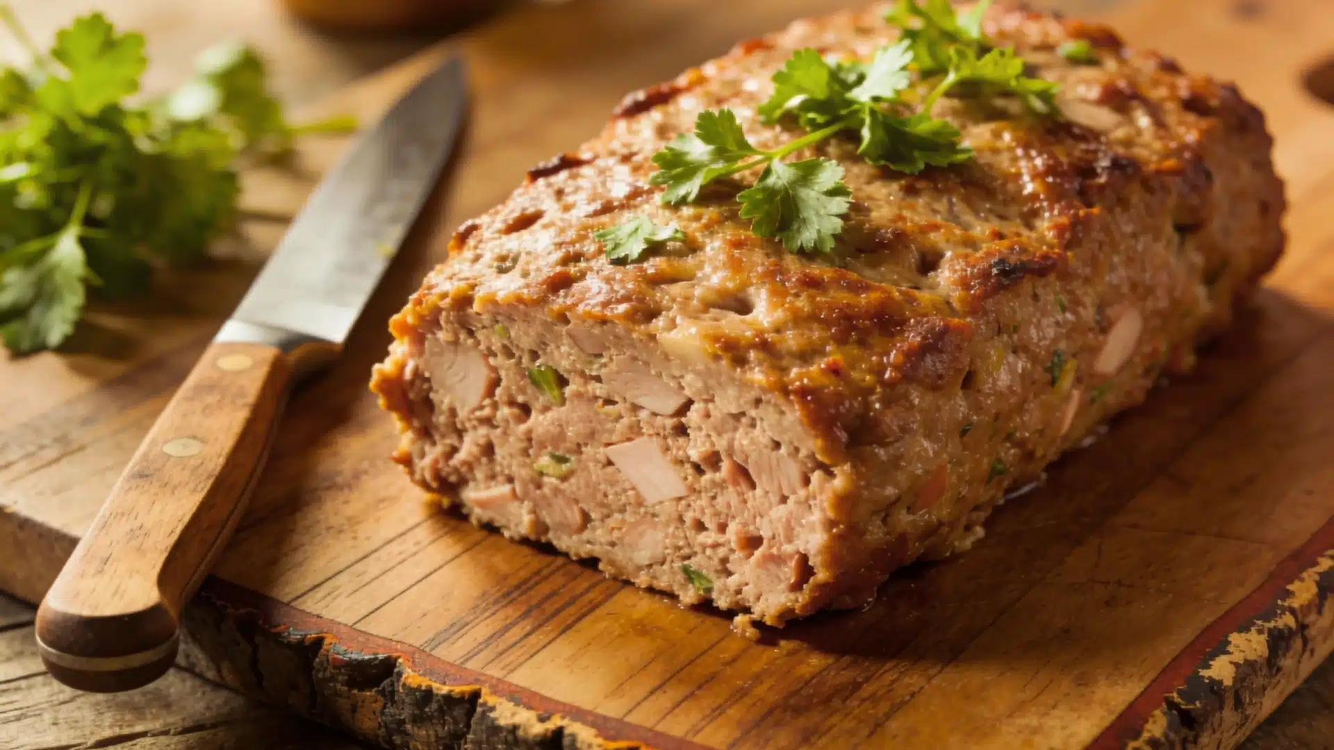 A thick and juicy turkey meatloaf fresh out of the oven a classic family dinner made easy.