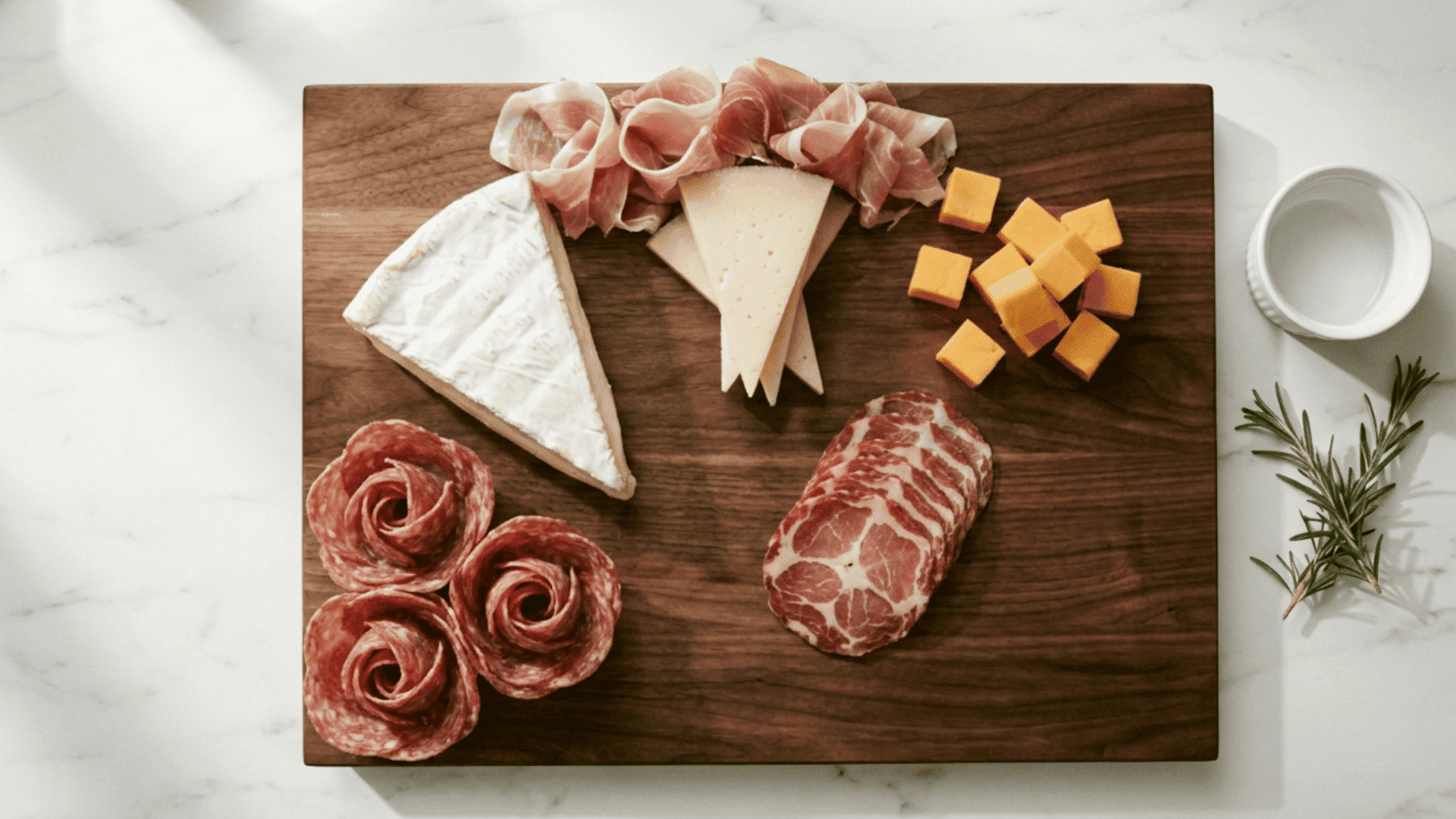 Prosciutto salami and coppa added around board cheeses