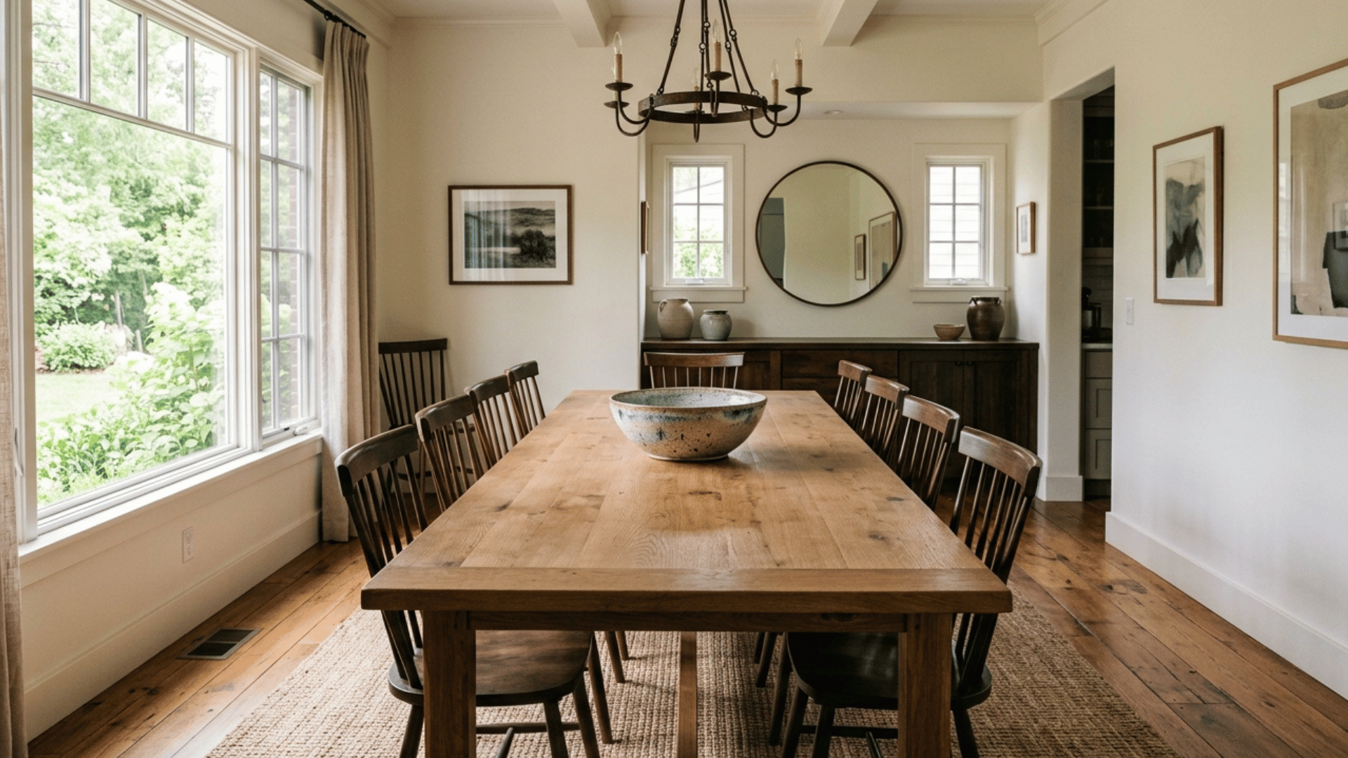 large statement bowl centered on a wooden dining table for everyday decor Slug statement-bowl-dining-table
