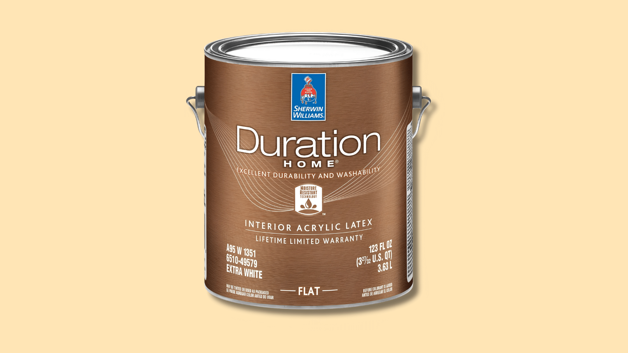 sherwin-williams duration home extra white flat interior acrylic latex paint can