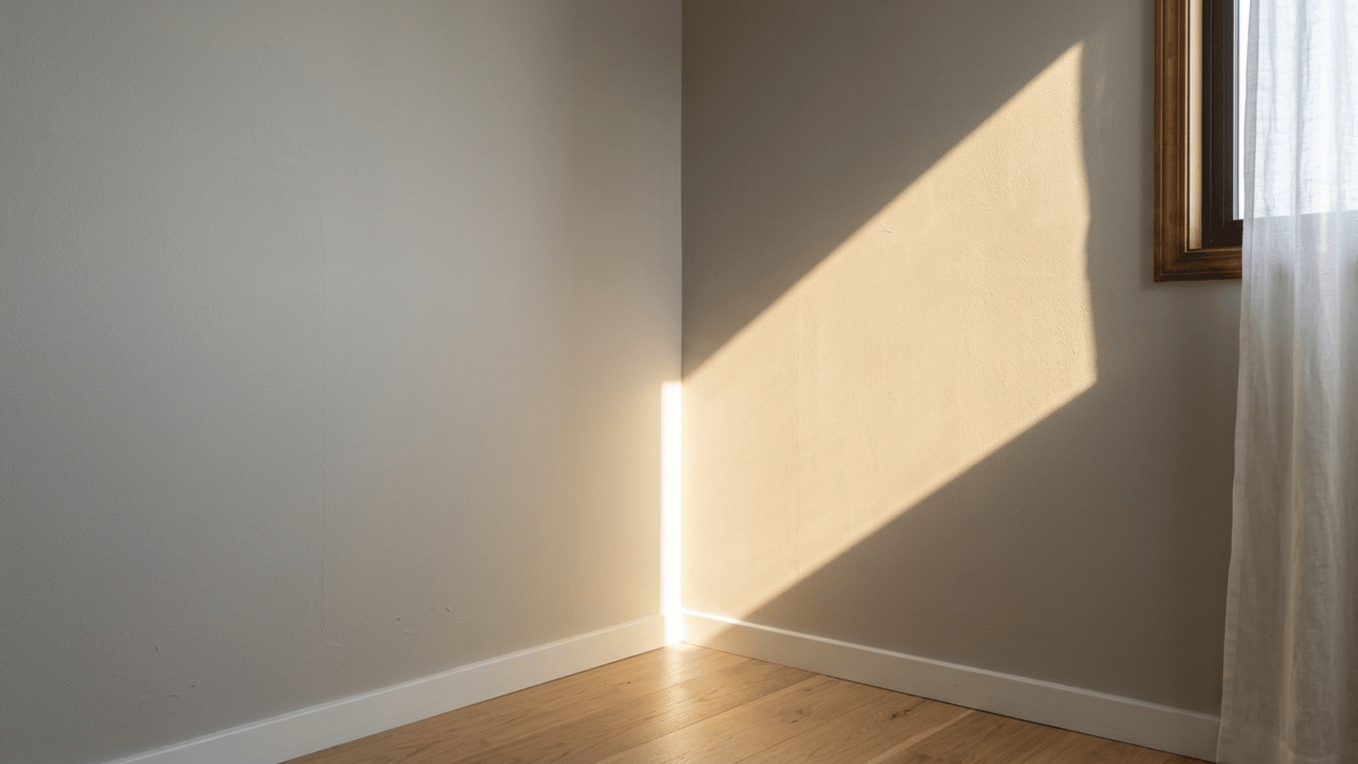 sunlight beam splitting a gray wall into warm lit and shaded sections