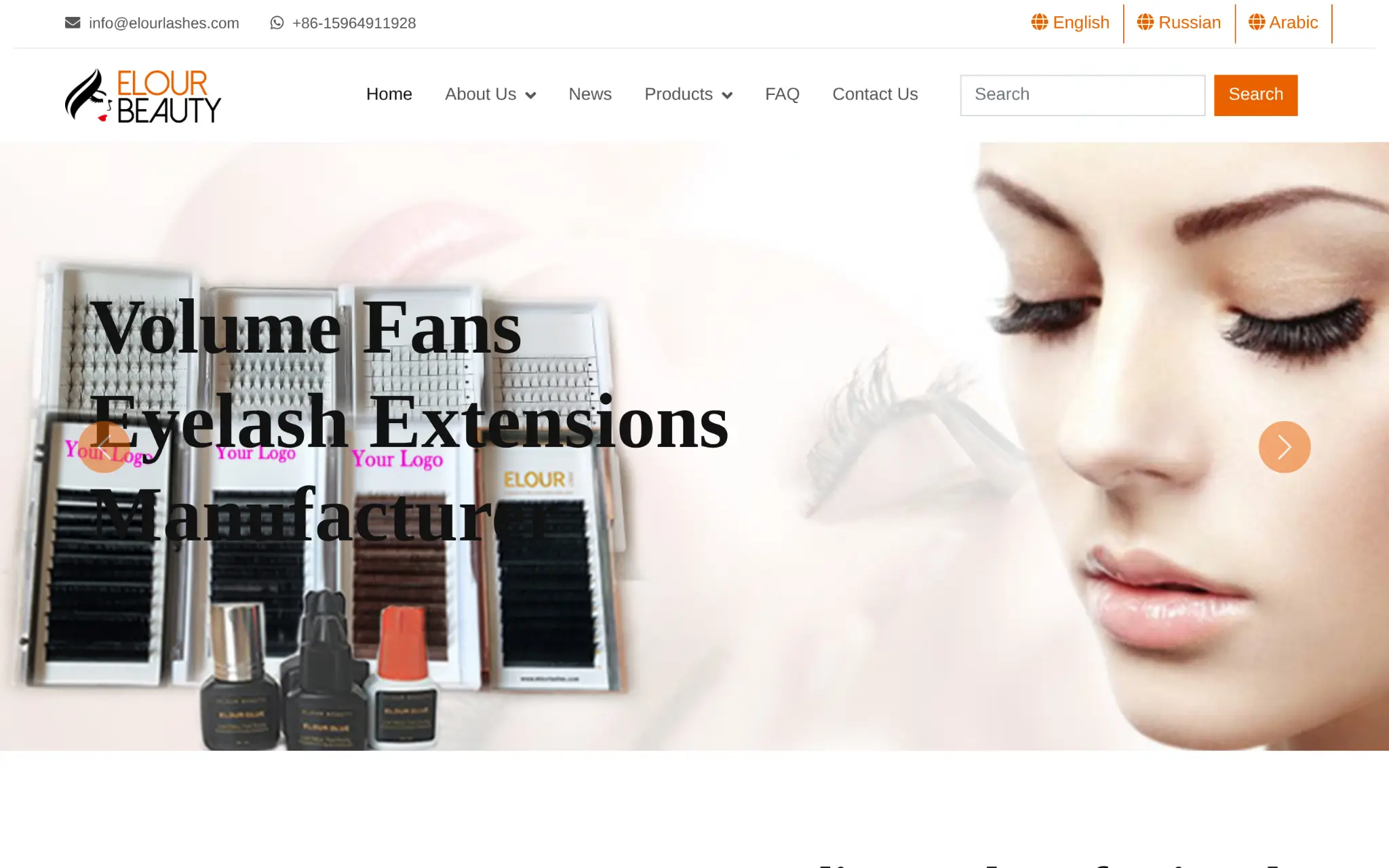 Eyelash extensions displayed with various bottles of lash adhesive and a woman's partial face