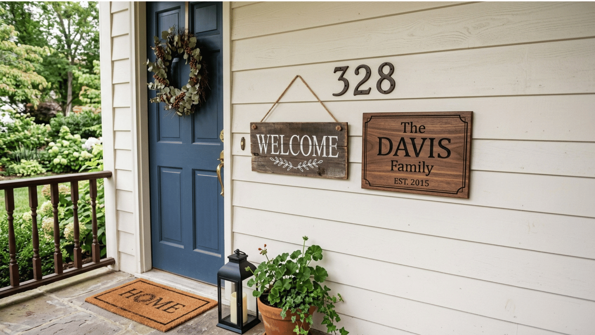 a grouped gallery of house numbers and signage