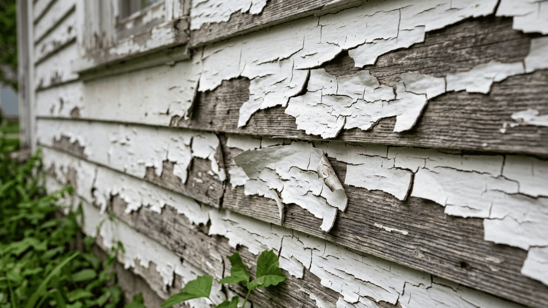 peeling and flaking interior paint on a wooden exterior railing surface